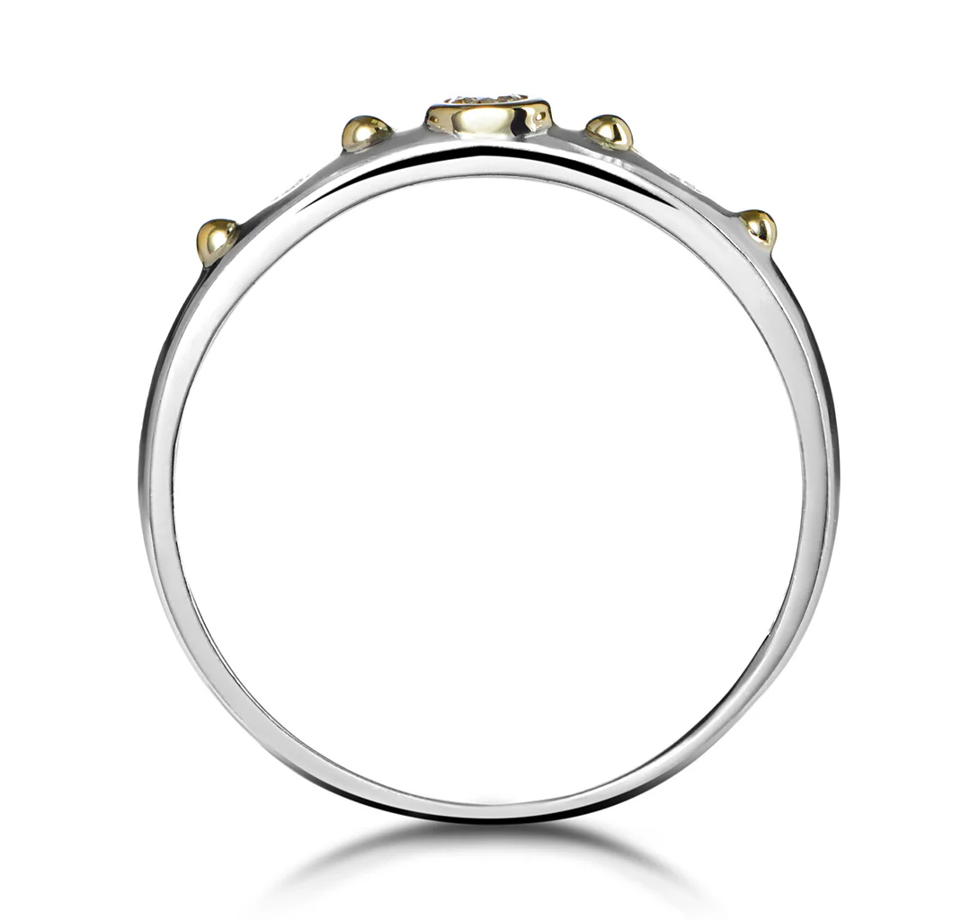 Three Stone Rubover Diamond Set Band in 9K White Gold - SIZE V - Image 2