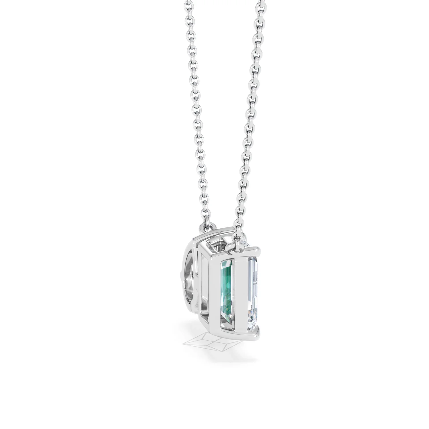 Toi Et Moi 1.50ct Emerald Cut Lab Diamond and 1.30ct Pear Lab Emerald Necklace in 18K White Gold - Image 32