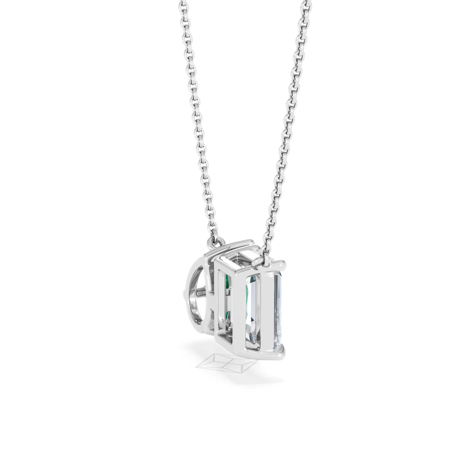 Toi Et Moi 1.50ct Emerald Cut Lab Diamond and 1.30ct Pear Lab Emerald Necklace in 18K White Gold - Image 34