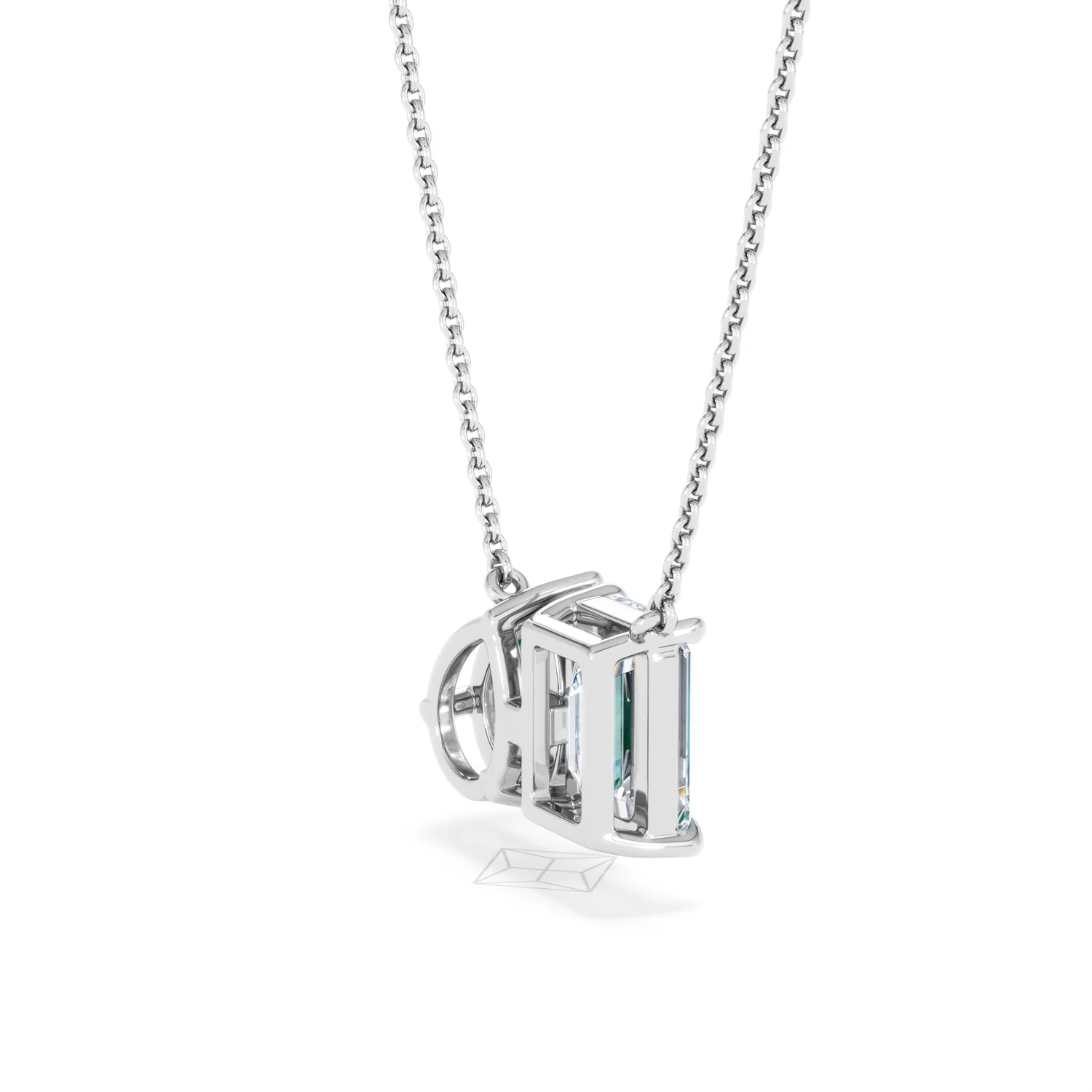 Toi Et Moi 1.50ct Emerald Cut Lab Diamond and 1.30ct Pear Lab Emerald Necklace in 18K White Gold - Image 36