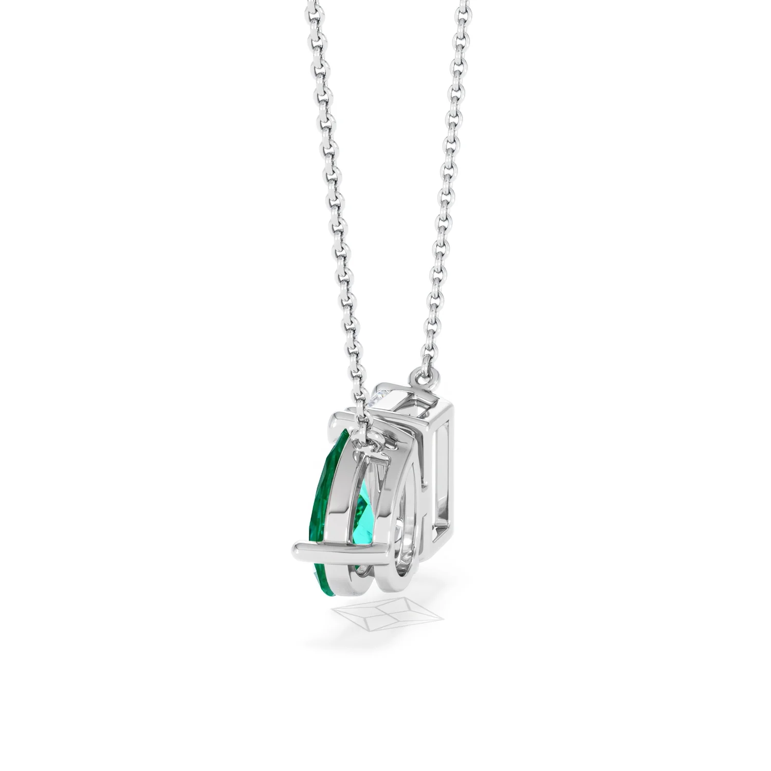 Toi Et Moi 1.50ct Emerald Cut Lab Diamond and 1.30ct Pear Lab Emerald Necklace in 18K White Gold - Image 65