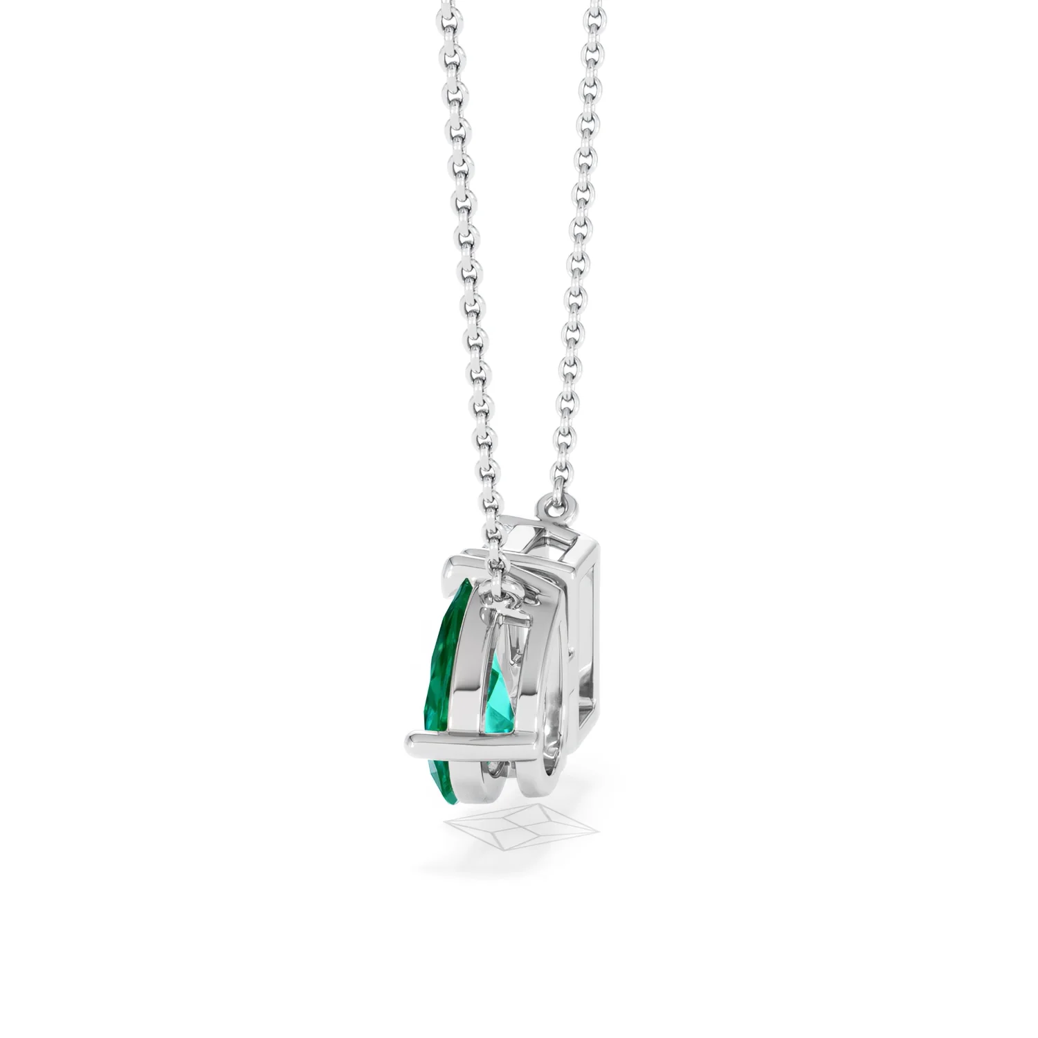 Toi Et Moi 1.50ct Emerald Cut Lab Diamond and 1.30ct Pear Lab Emerald Necklace in 18K White Gold - Image 66