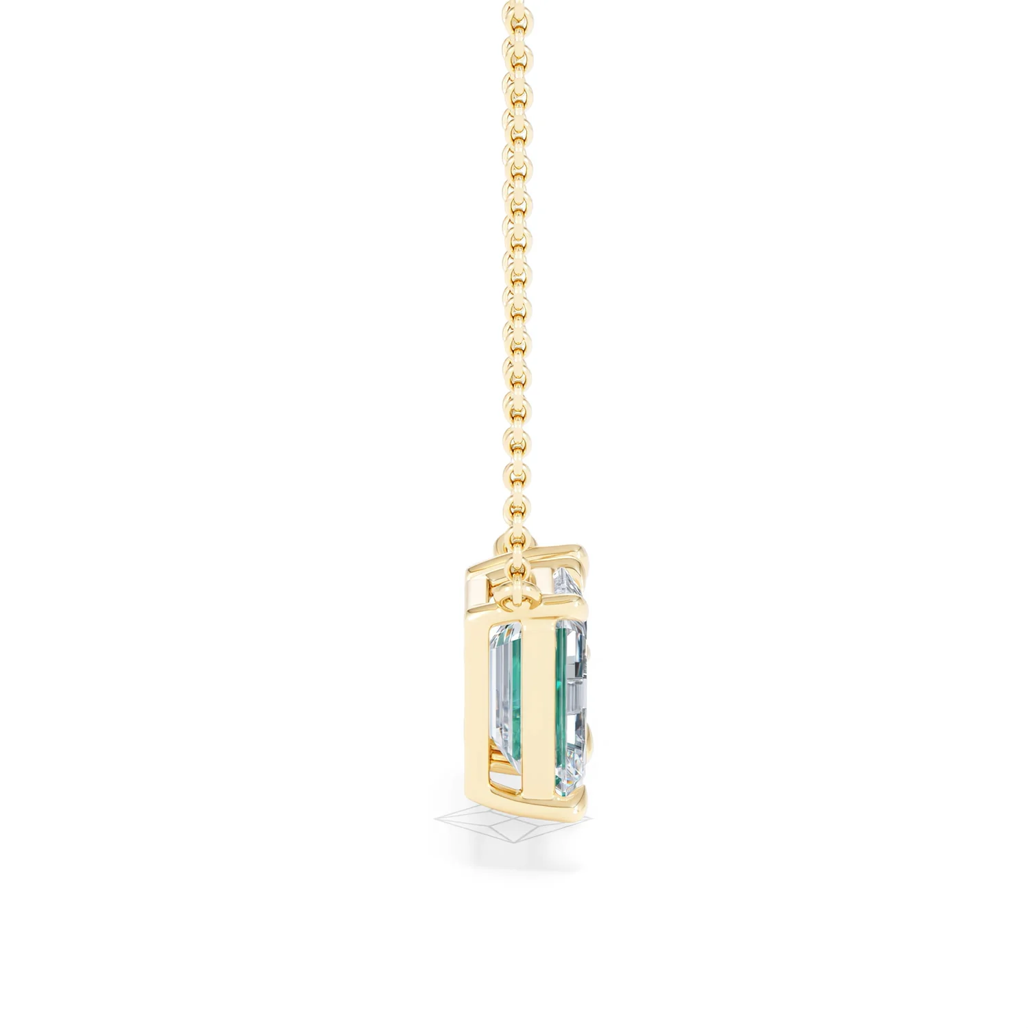 Toi Et Moi 1.50ct Emerald Cut Lab Diamond and 1.30ct Pear Lab Emerald Necklace in 18K Yellow Gold - Image 29