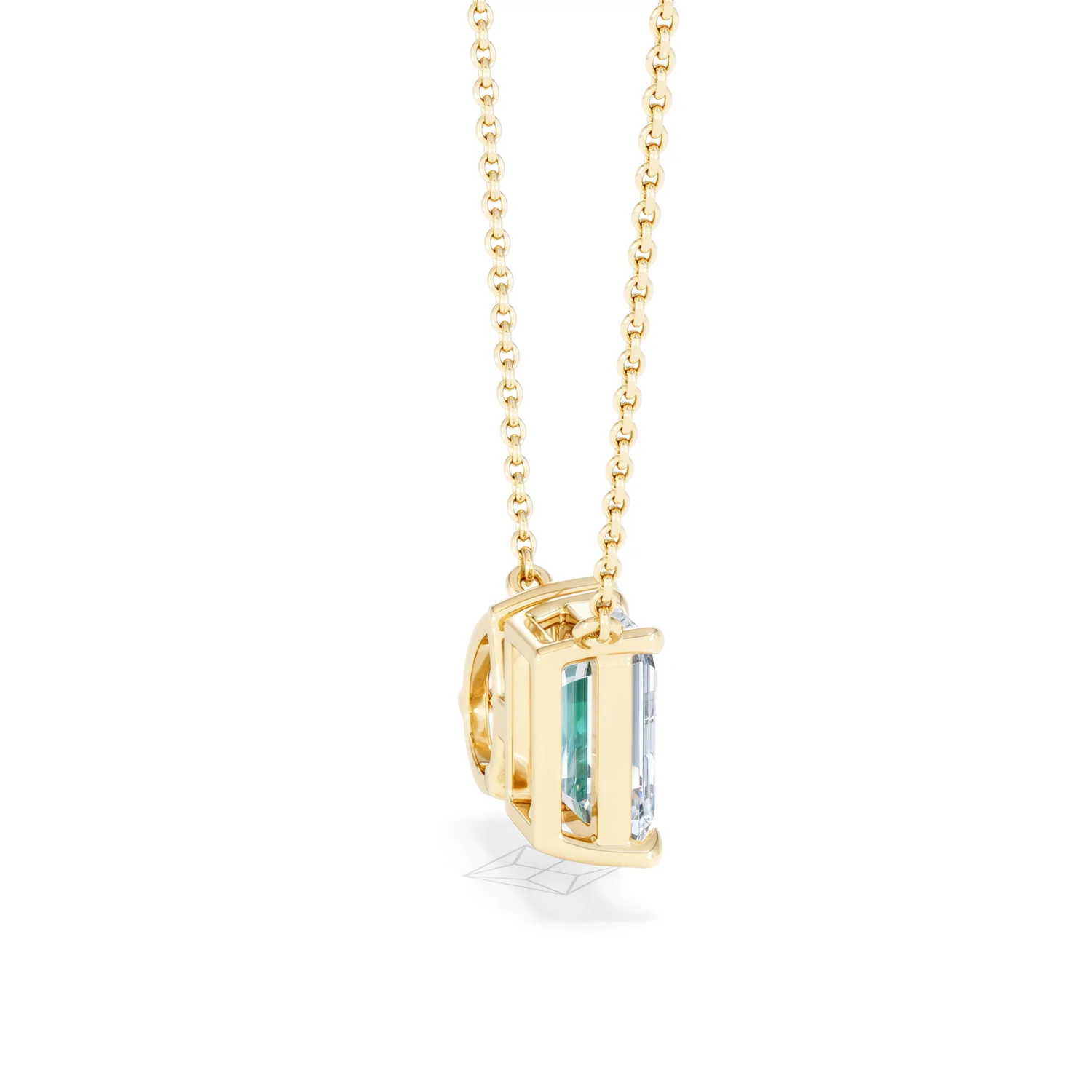 Toi Et Moi 1.50ct Emerald Cut Lab Diamond and 1.30ct Pear Lab Emerald Necklace in 18K Yellow Gold - Image 32