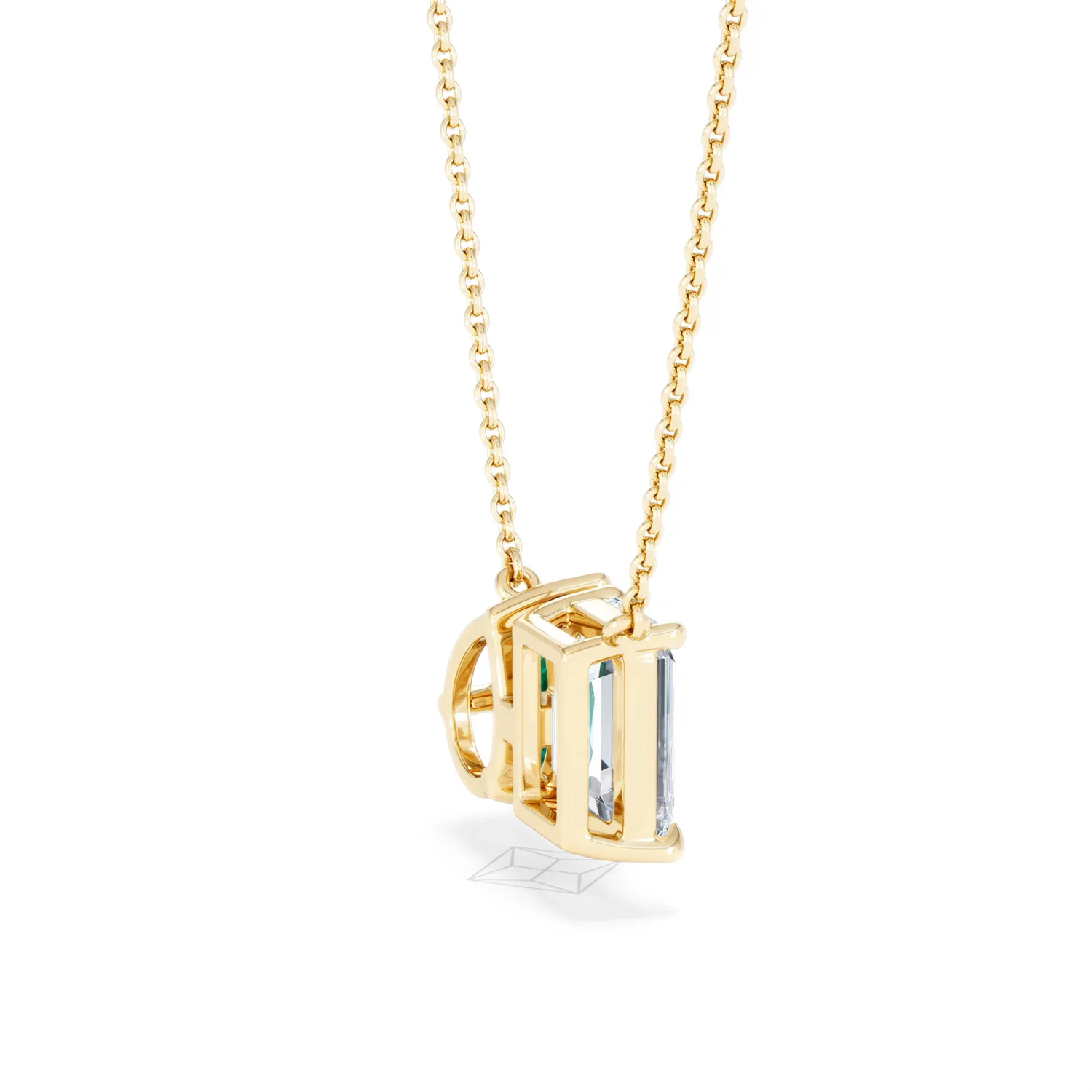 Toi Et Moi 1.50ct Emerald Cut Lab Diamond and 1.30ct Pear Lab Emerald Necklace in 18K Yellow Gold - Image 34