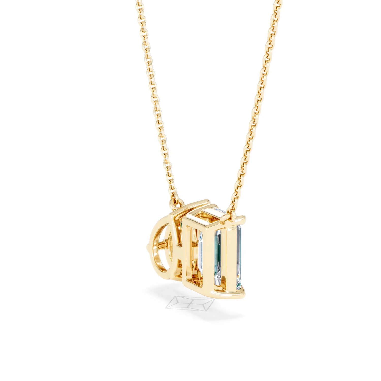 Toi Et Moi 1.50ct Emerald Cut Lab Diamond and 1.30ct Pear Lab Emerald Necklace in 18K Yellow Gold - Image 36