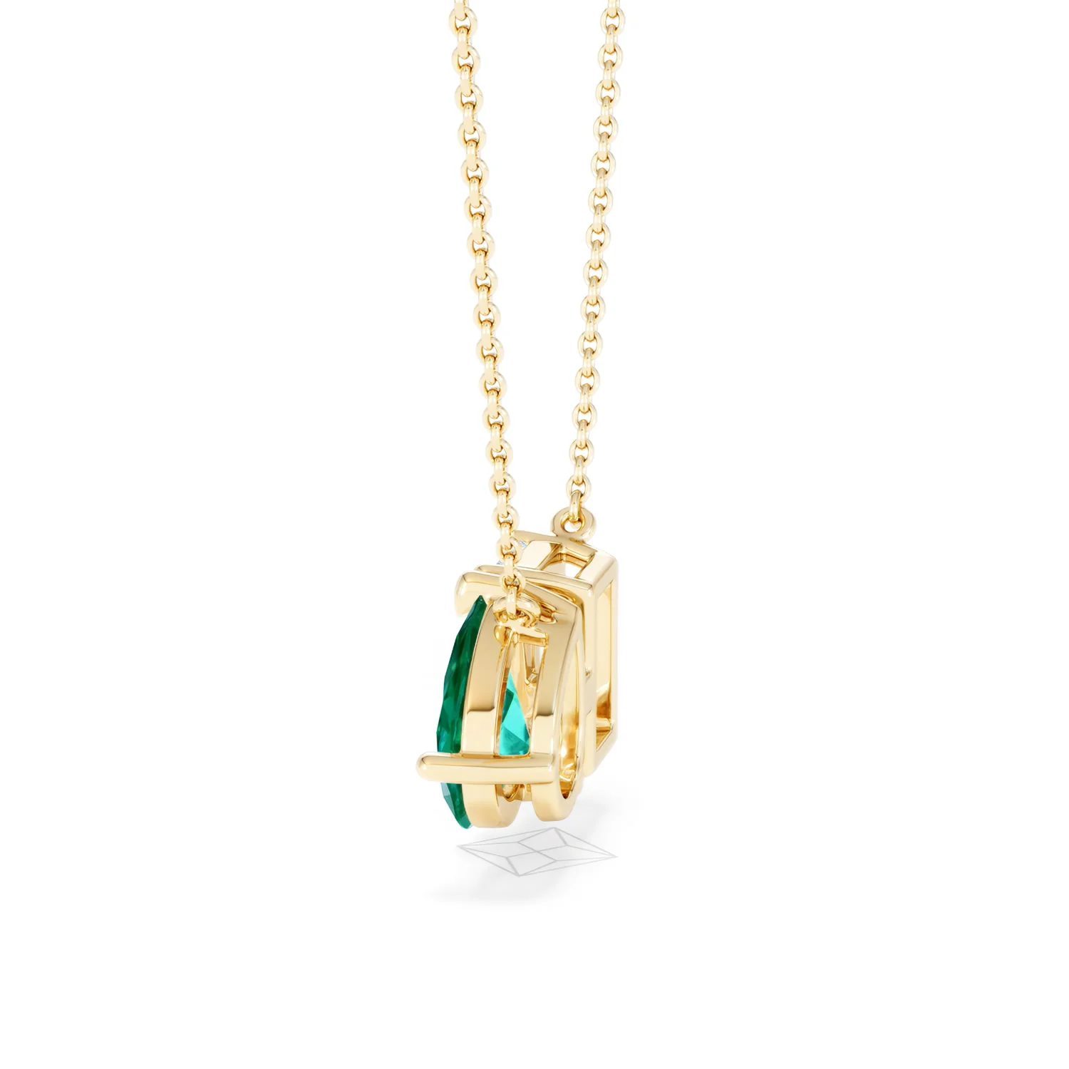 Toi Et Moi 1.50ct Emerald Cut Lab Diamond and 1.30ct Pear Lab Emerald Necklace in 18K Yellow Gold - Image 66