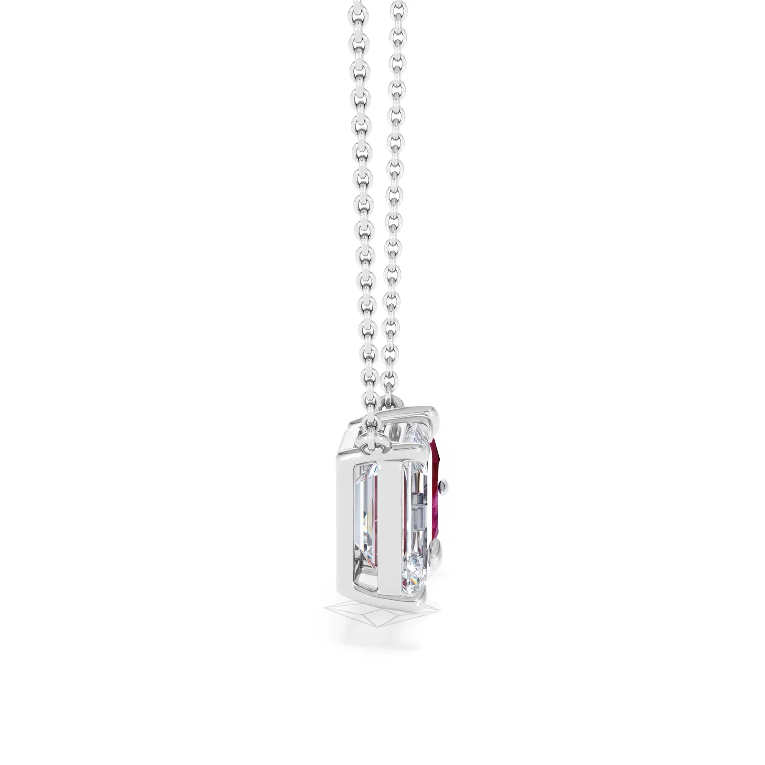 Toi Et Moi 1.50ct Emerald Cut Lab Diamond and 1.30ct Pear Lab Ruby Necklace in 18K White Gold - Image 28