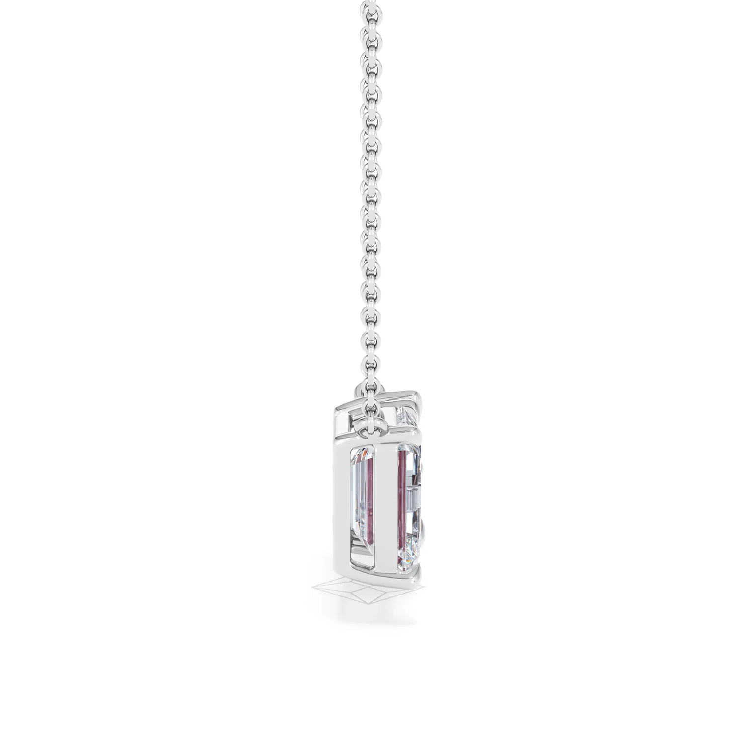 Toi Et Moi 1.50ct Emerald Cut Lab Diamond and 1.30ct Pear Lab Ruby Necklace in 18K White Gold - Image 29