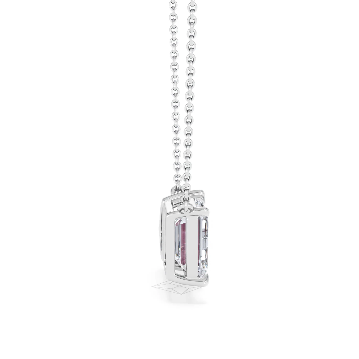 Toi Et Moi 1.50ct Emerald Cut Lab Diamond and 1.30ct Pear Lab Ruby Necklace in 18K White Gold - Image 30
