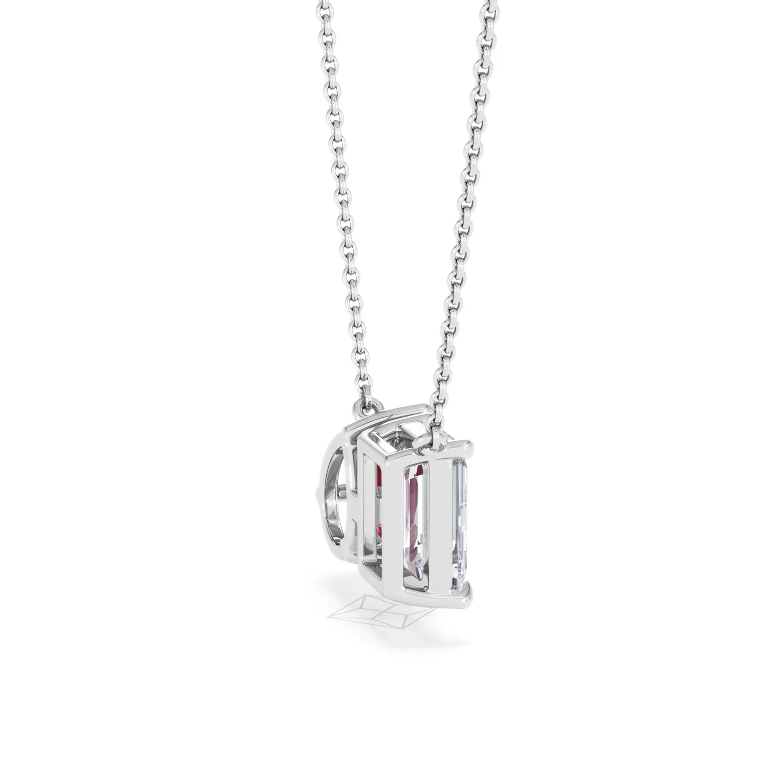 Toi Et Moi 1.50ct Emerald Cut Lab Diamond and 1.30ct Pear Lab Ruby Necklace in 18K White Gold - Image 33