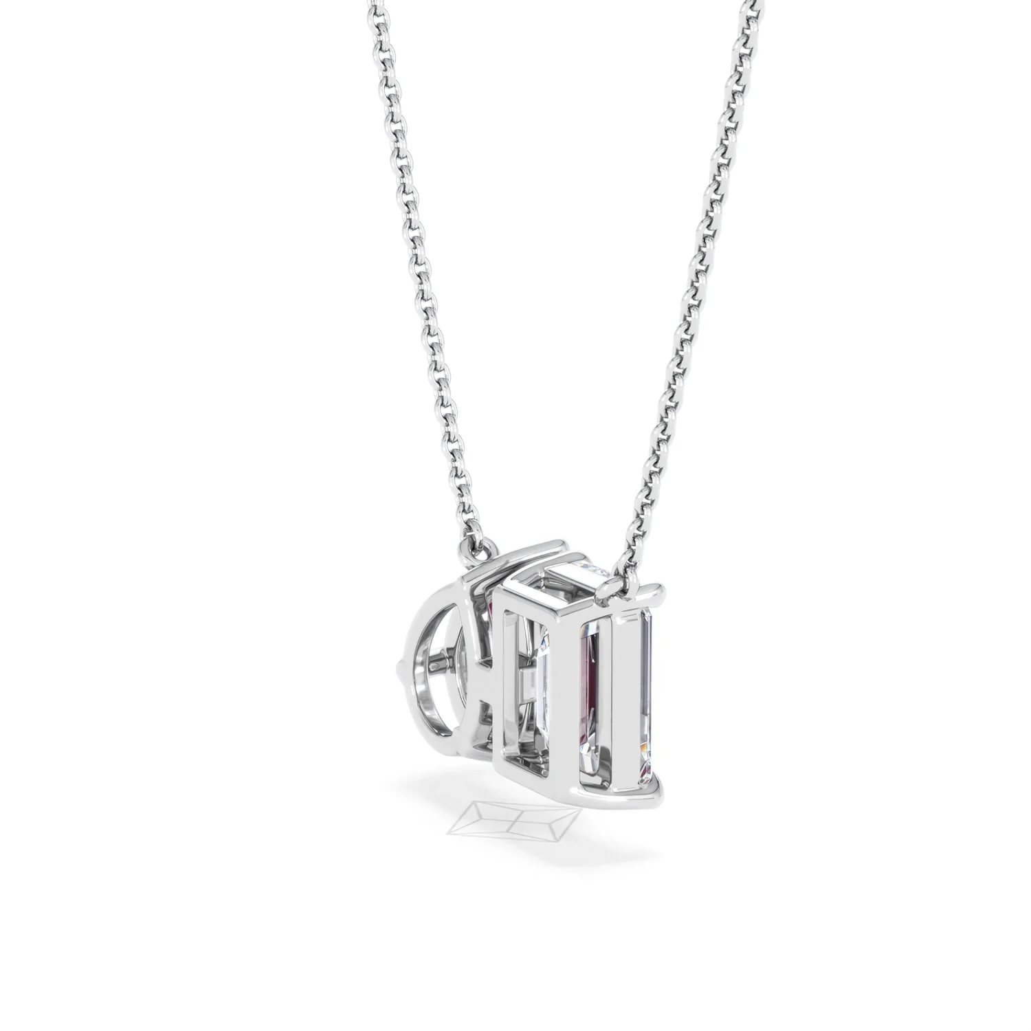 Toi Et Moi 1.50ct Emerald Cut Lab Diamond and 1.30ct Pear Lab Ruby Necklace in 18K White Gold - Image 36