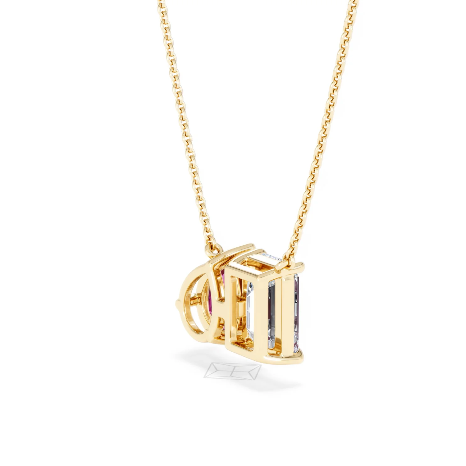 Toi Et Moi 1.50ct Emerald Cut Lab Diamond and 1.30ct Pear Lab Ruby Necklace in 18K Yellow Gold - Image 37