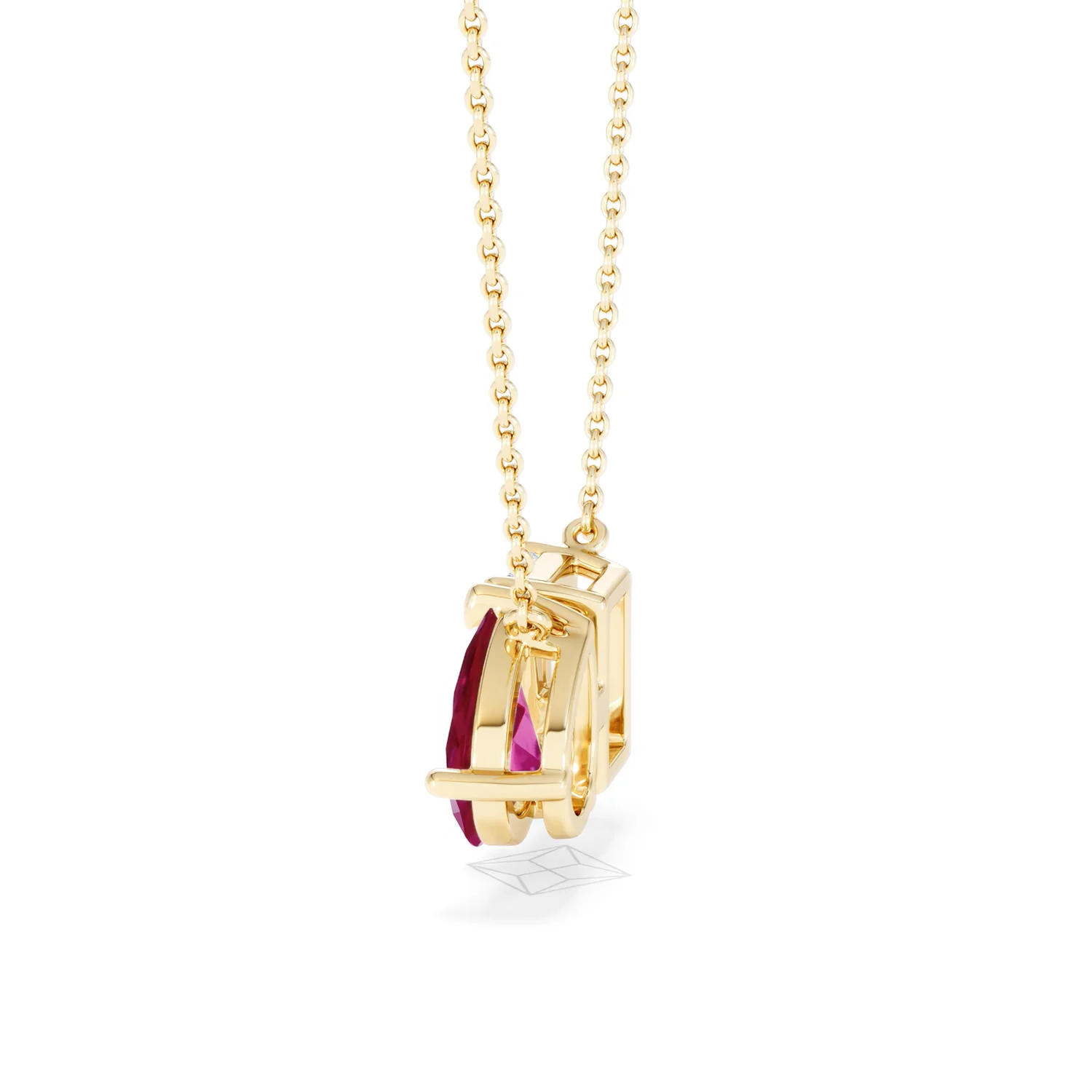 Toi Et Moi 1.50ct Emerald Cut Lab Diamond and 1.30ct Pear Lab Ruby Necklace in 18K Yellow Gold - Image 66