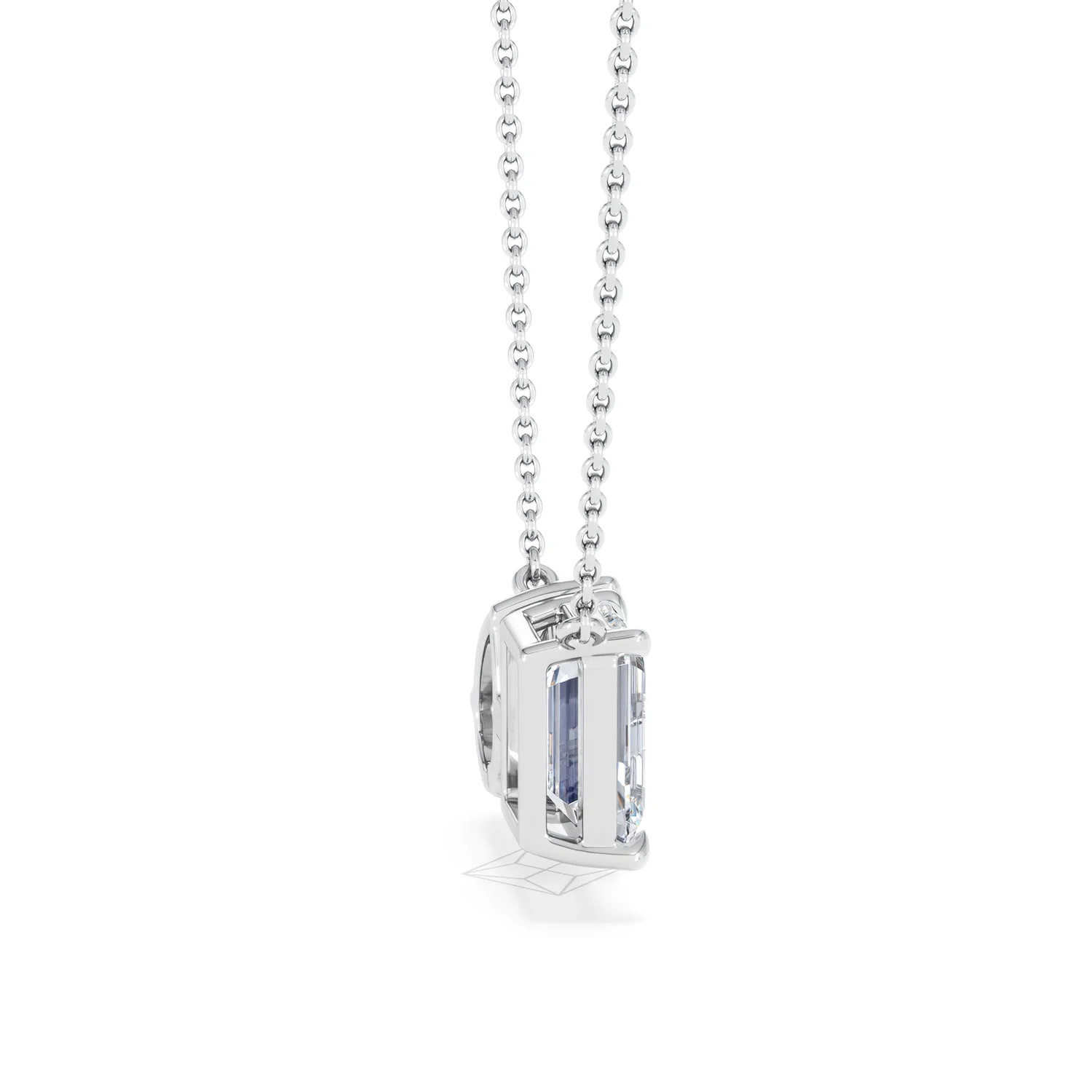 Toi Et Moi 1.50ct Emerald Cut Lab Diamond and 1.30ct Pear Lab Sapphire Necklace in 18K White Gold - Image 31