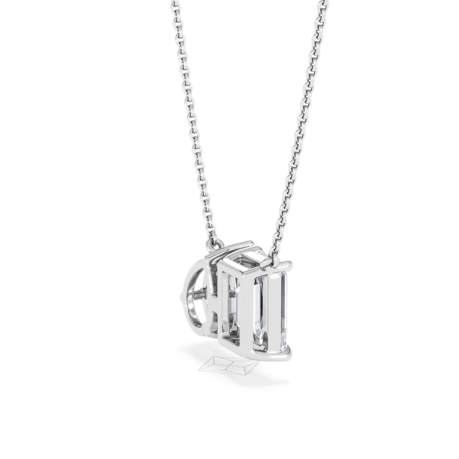 Toi Et Moi 1.50ct Emerald Cut Lab Diamond and 1.30ct Pear Lab Sapphire Necklace in 18K White Gold - Image 35