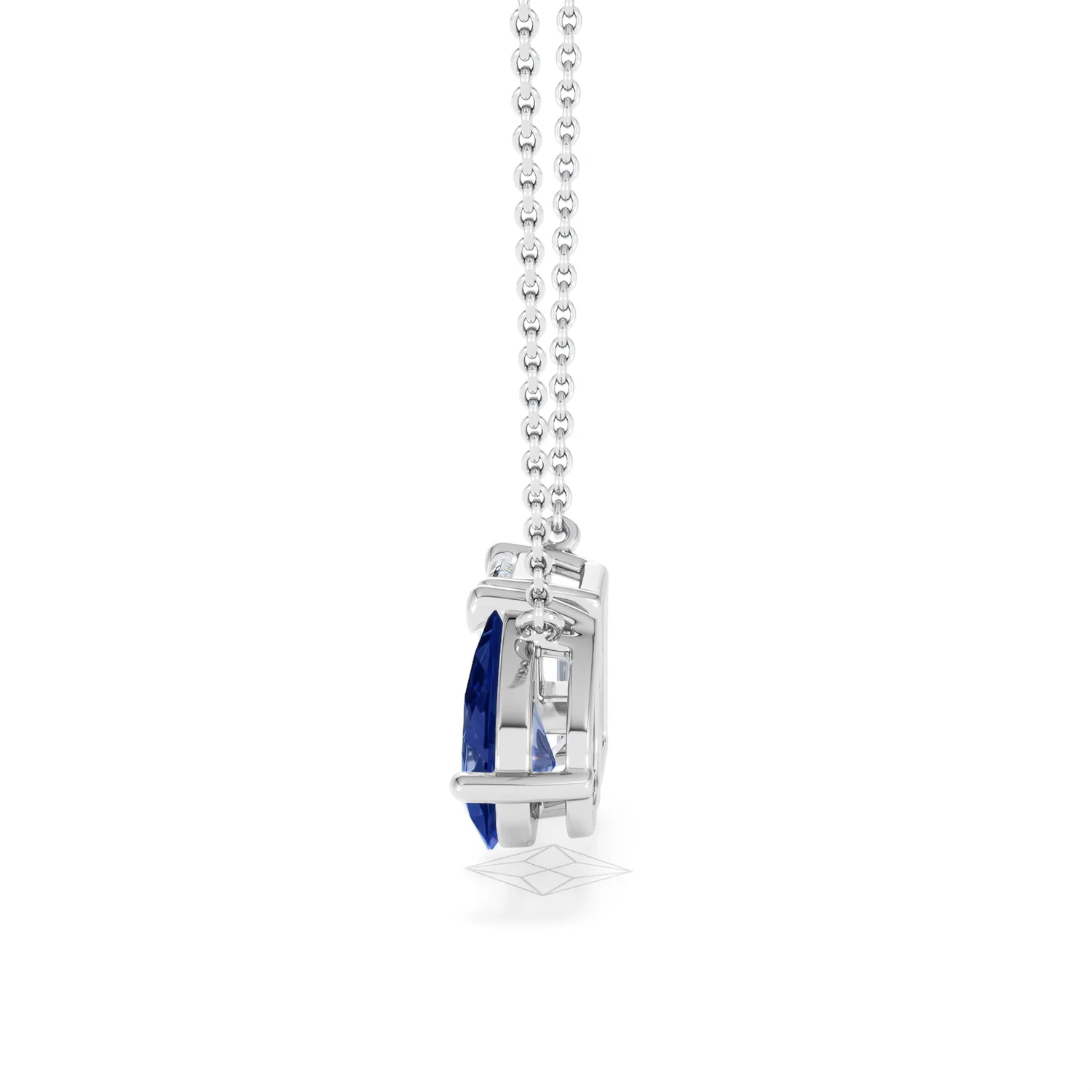 Toi Et Moi 1.50ct Emerald Cut Lab Diamond and 1.30ct Pear Lab Sapphire Necklace in 18K White Gold - Image 68