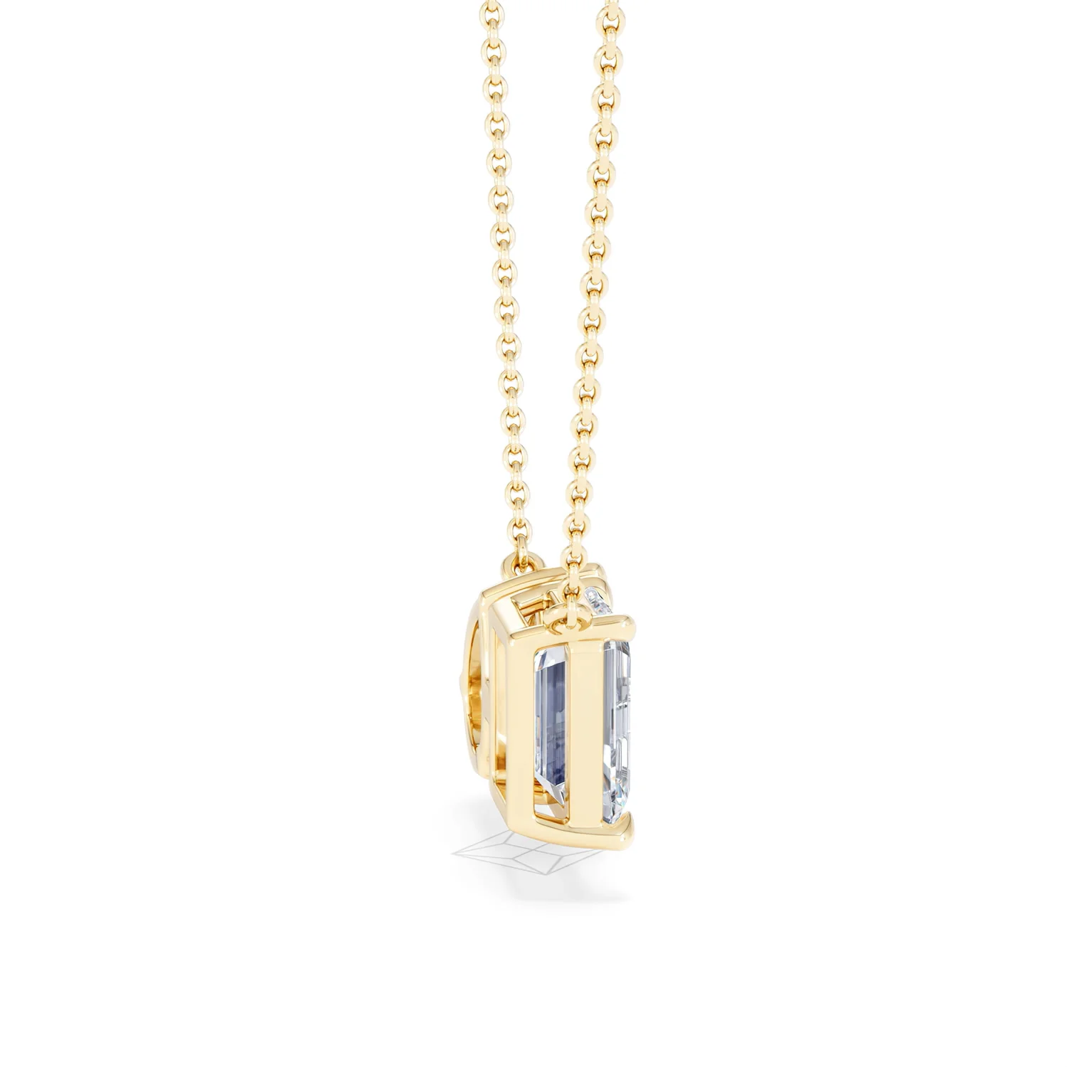 Toi Et Moi 1.50ct Emerald Cut Lab Diamond and 1.30ct Pear Lab Sapphire Necklace in 18K Yellow Gold - Image 31