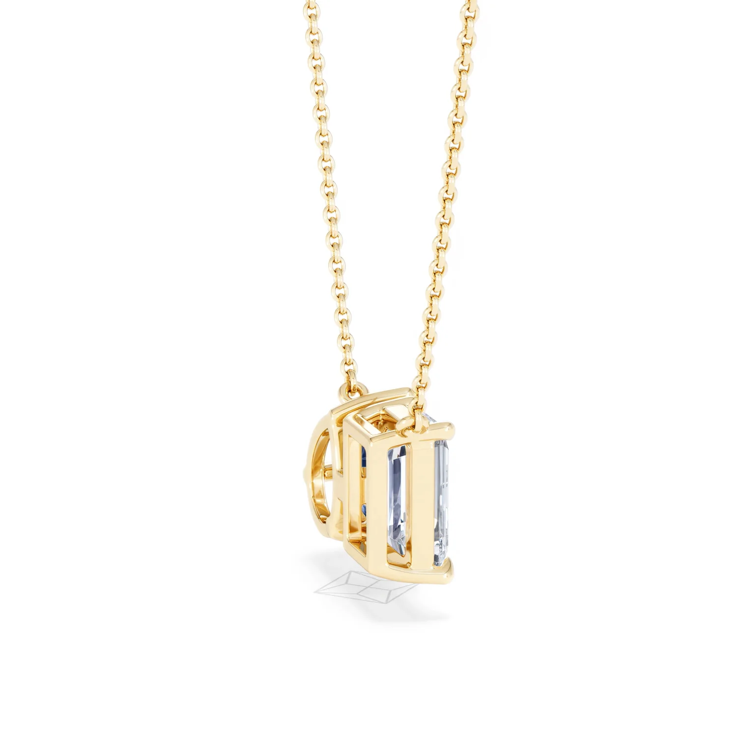 Toi Et Moi 1.50ct Emerald Cut Lab Diamond and 1.30ct Pear Lab Sapphire Necklace in 18K Yellow Gold - Image 33