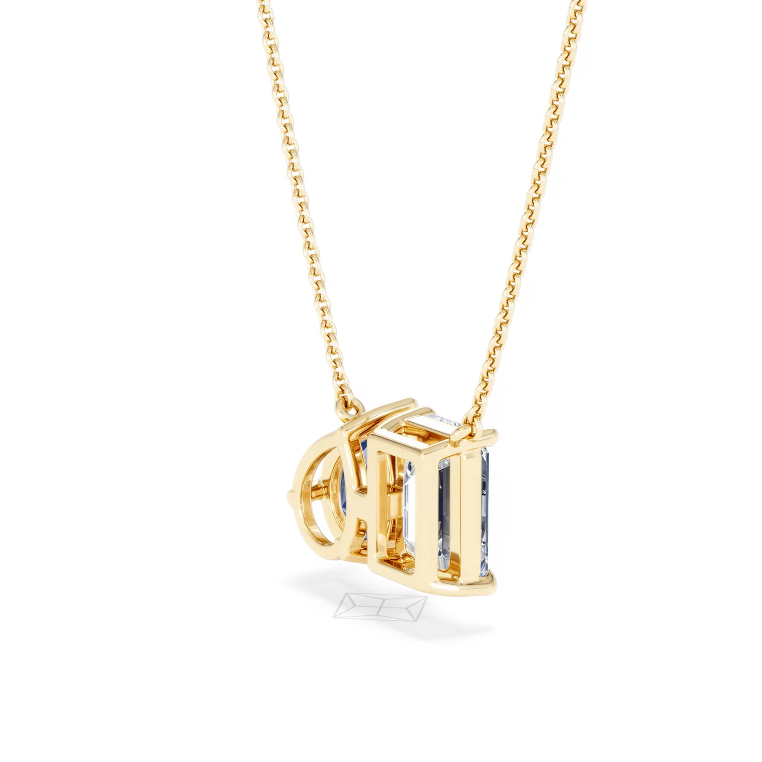 Toi Et Moi 1.50ct Emerald Cut Lab Diamond and 1.30ct Pear Lab Sapphire Necklace in 18K Yellow Gold - Image 37