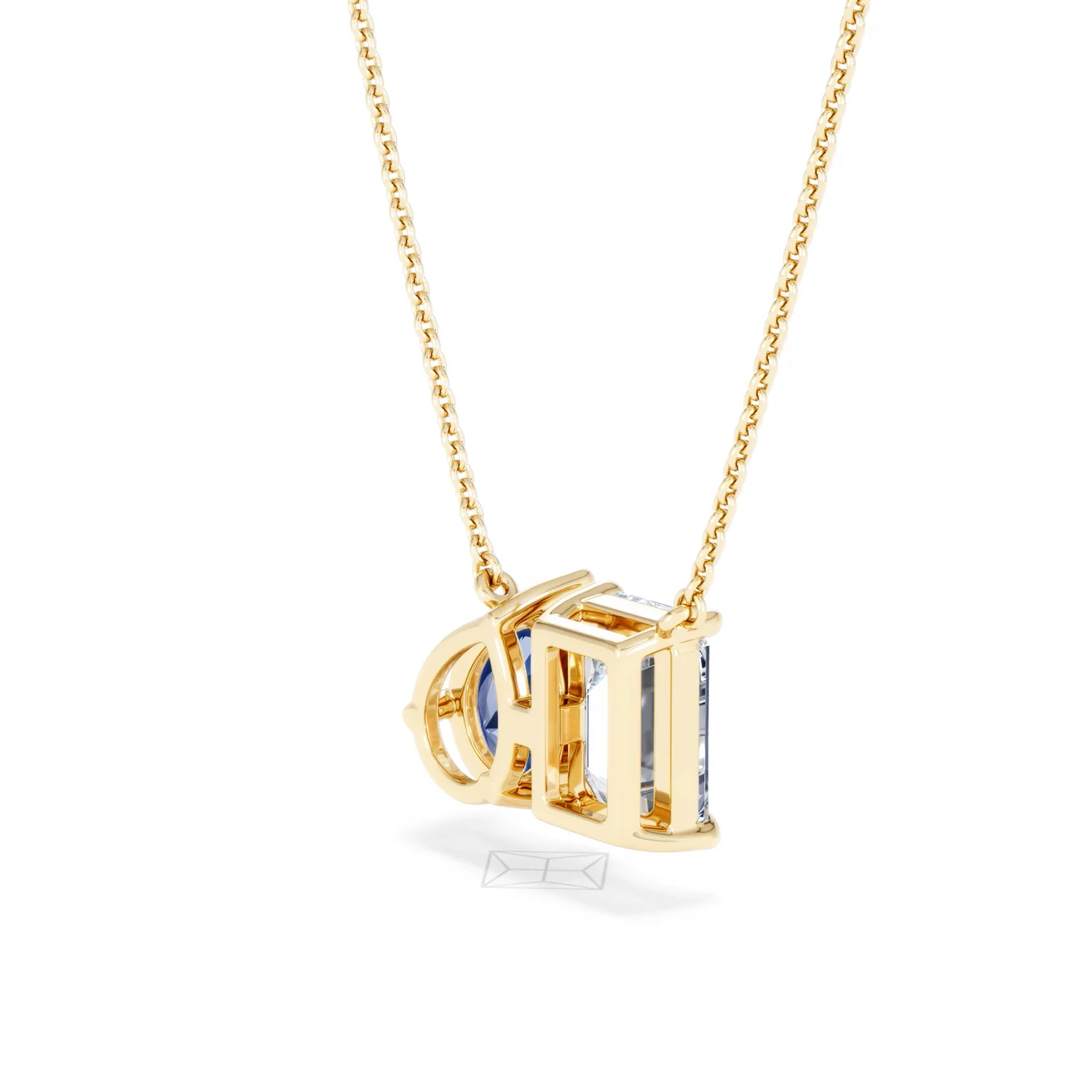 Toi Et Moi 1.50ct Emerald Cut Lab Diamond and 1.30ct Pear Lab Sapphire Necklace in 18K Yellow Gold - Image 38