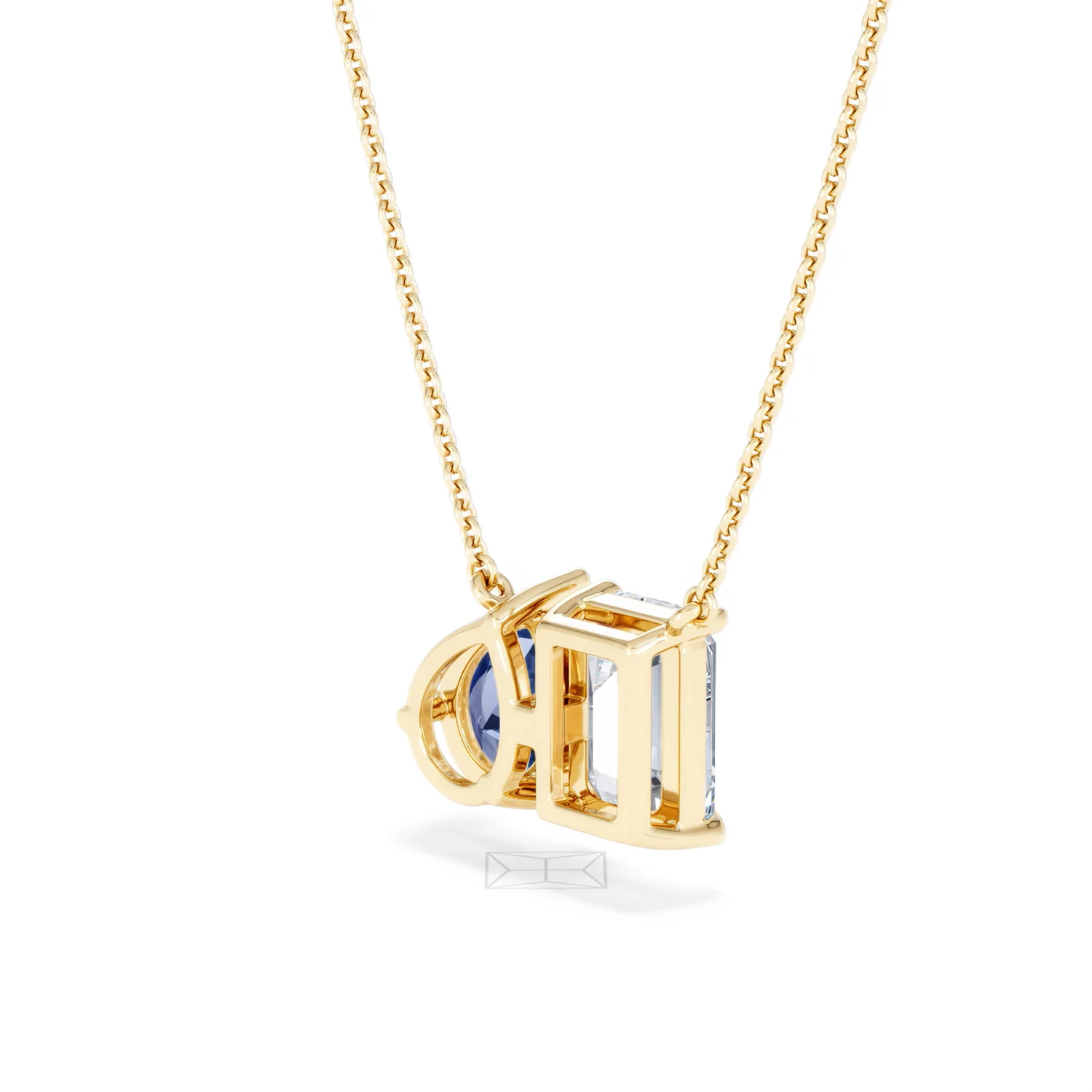 Toi Et Moi 1.50ct Emerald Cut Lab Diamond and 1.30ct Pear Lab Sapphire Necklace in 18K Yellow Gold - Image 39