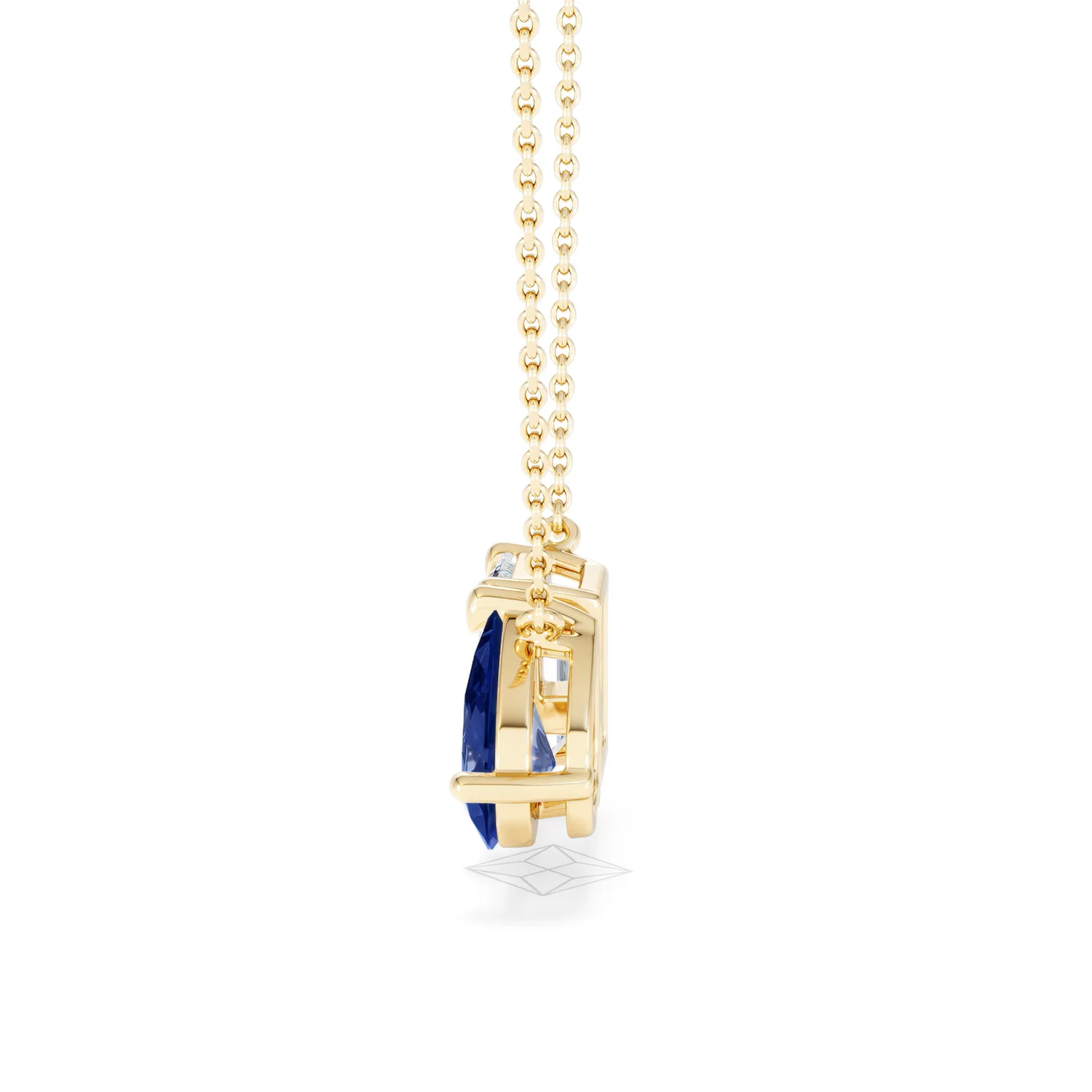 Toi Et Moi 1.50ct Emerald Cut Lab Diamond and 1.30ct Pear Lab Sapphire Necklace in 18K Yellow Gold - Image 68