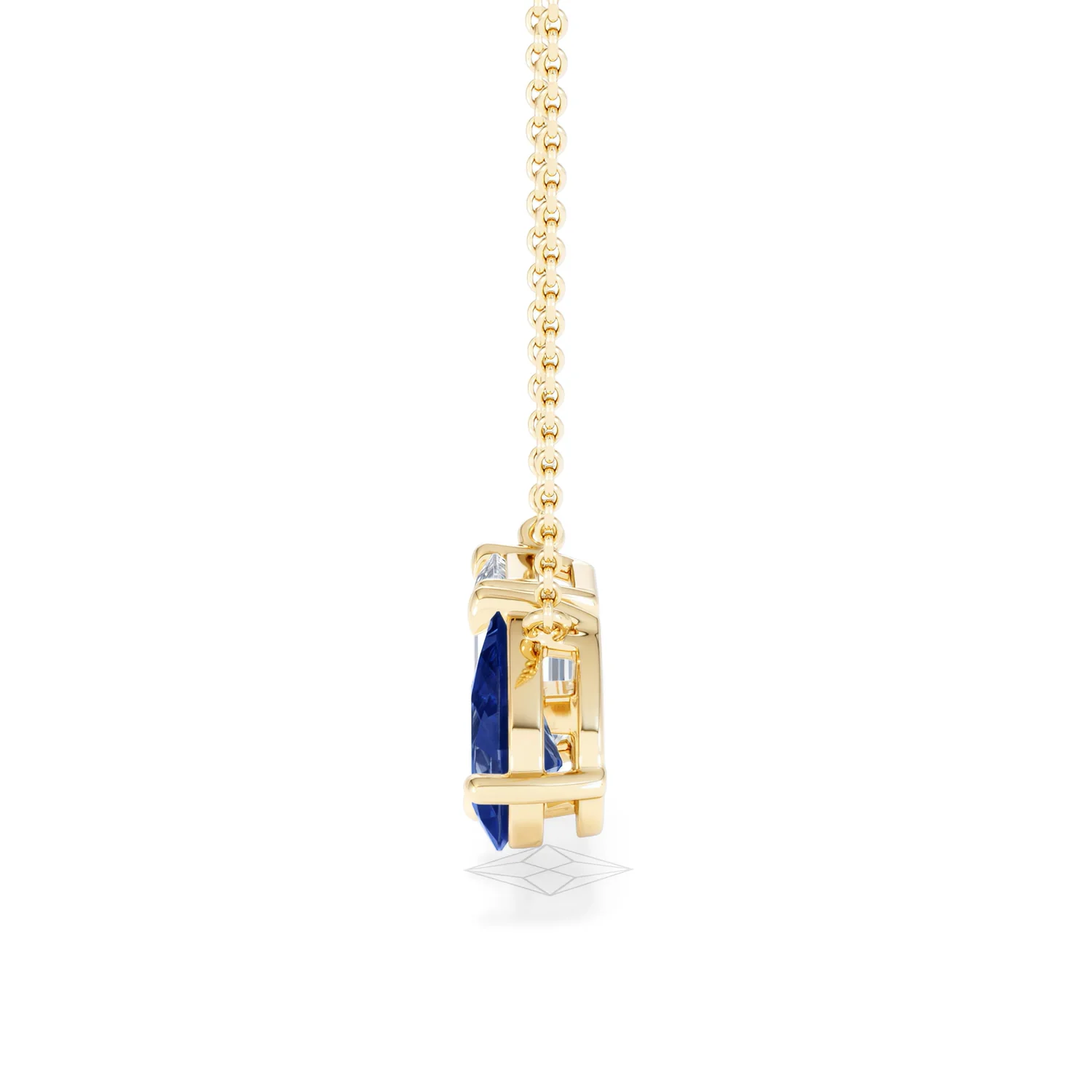 Toi Et Moi 1.50ct Emerald Cut Lab Diamond and 1.30ct Pear Lab Sapphire Necklace in 18K Yellow Gold - Image 69