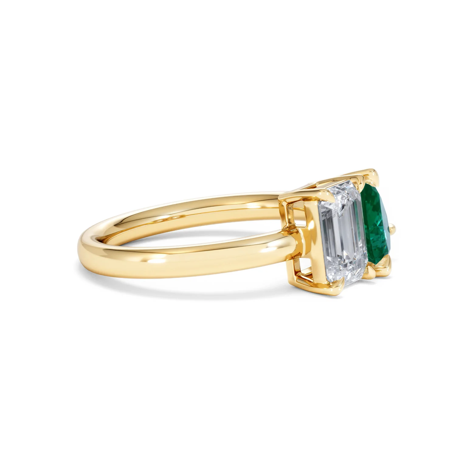 Toi Et Moi 1.50ct Emerald Cut Lab Diamond and 1.50ct Pear Lab Emerald Engagement Ring in 18K Yellow Gold - Image 24