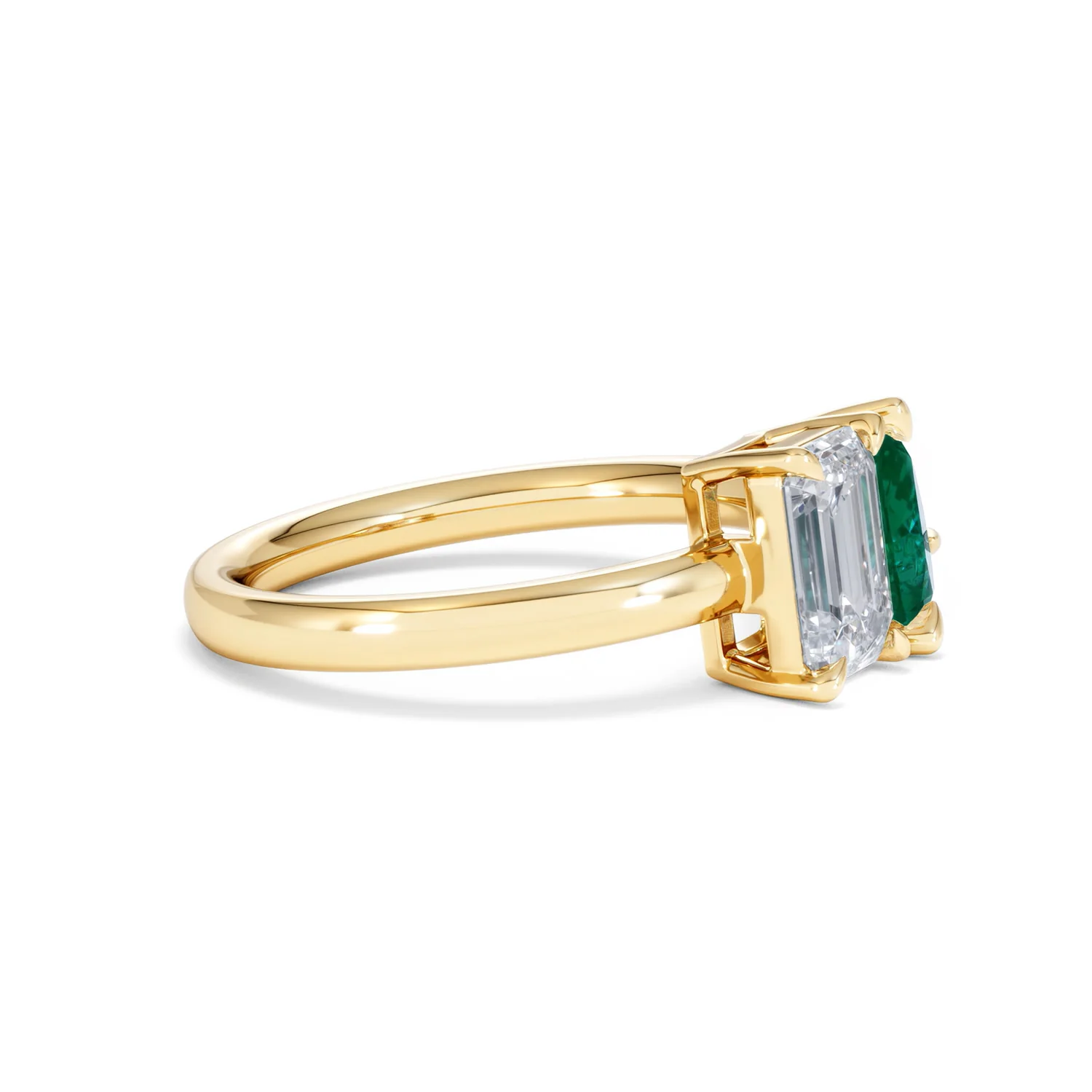 Toi Et Moi 1.50ct Emerald Cut Lab Diamond and 1.50ct Pear Lab Emerald Engagement Ring in 18K Yellow Gold - Image 25