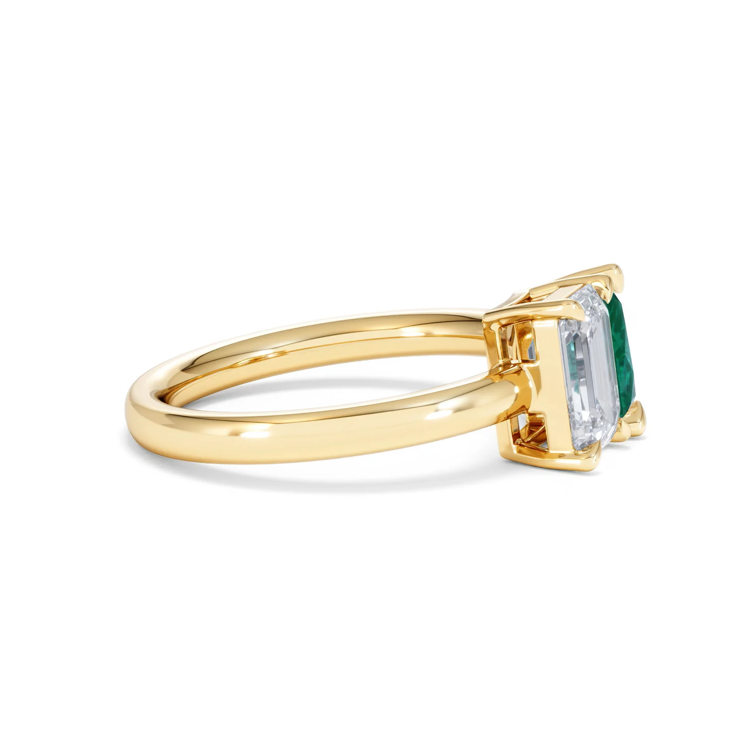 Toi Et Moi 1.50ct Emerald Cut Lab Diamond and 1.50ct Pear Lab Emerald Engagement Ring in 18K Yellow Gold - Image 27