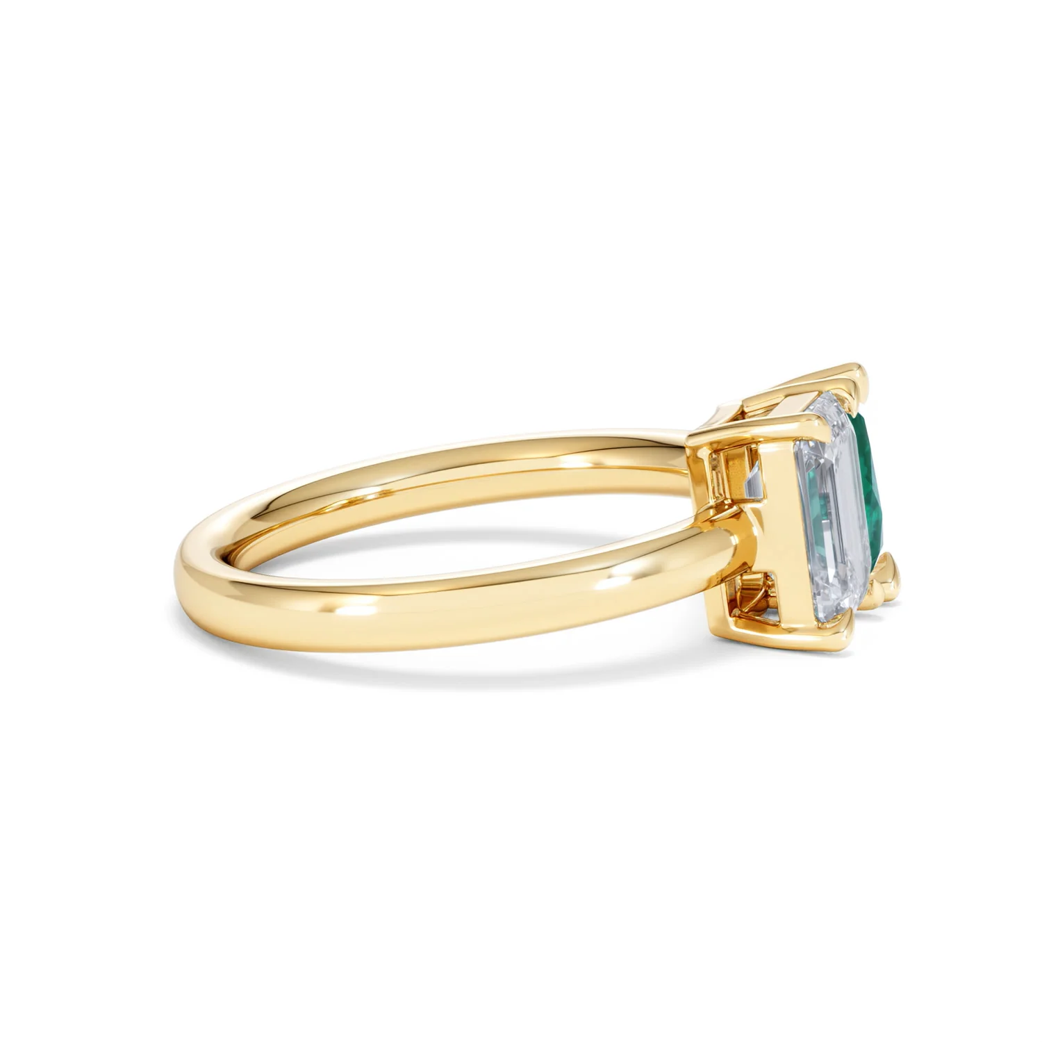 Toi Et Moi 1.50ct Emerald Cut Lab Diamond and 1.50ct Pear Lab Emerald Engagement Ring in 18K Yellow Gold - Image 28
