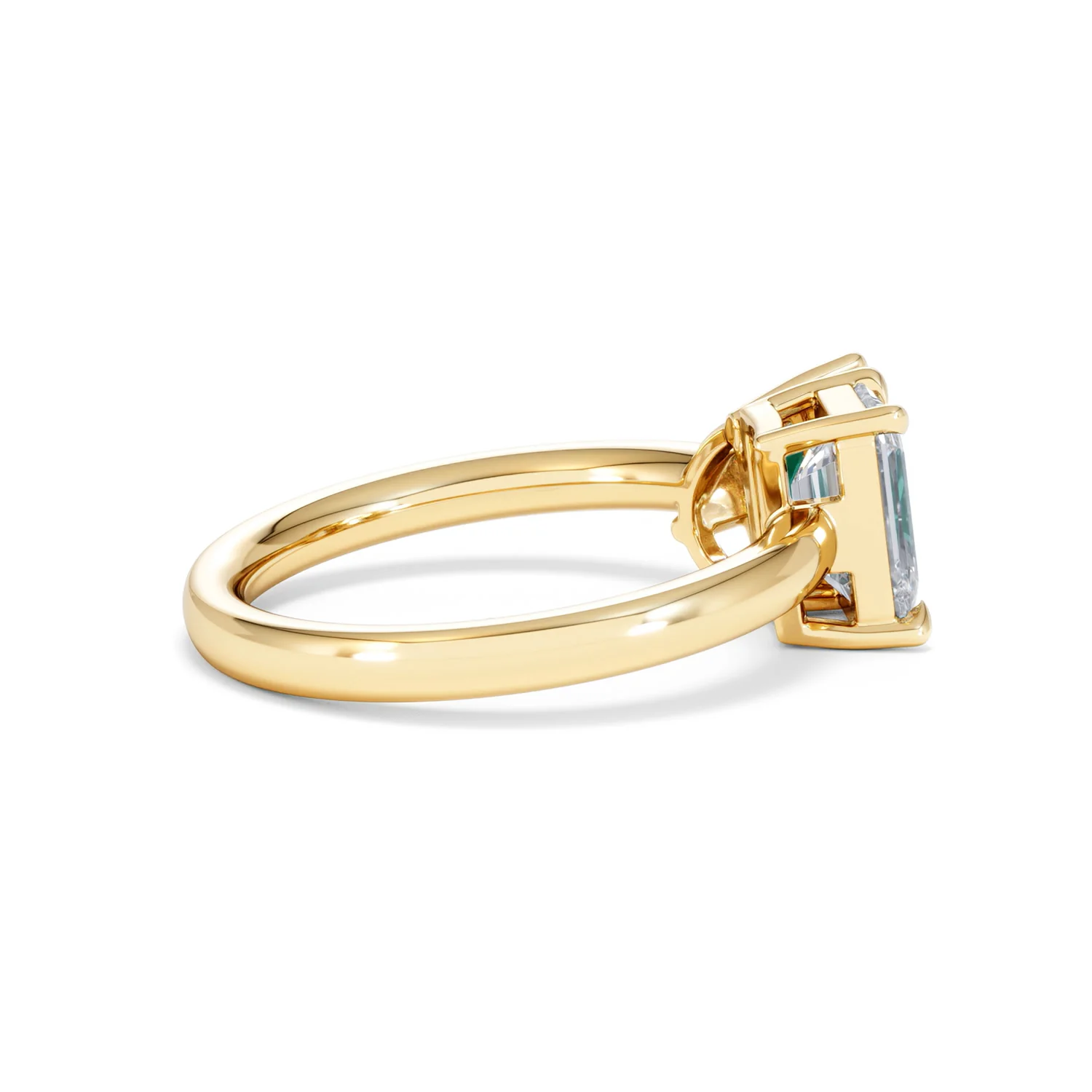 Toi Et Moi 1.50ct Emerald Cut Lab Diamond and 1.50ct Pear Lab Emerald Engagement Ring in 18K Yellow Gold - Image 33