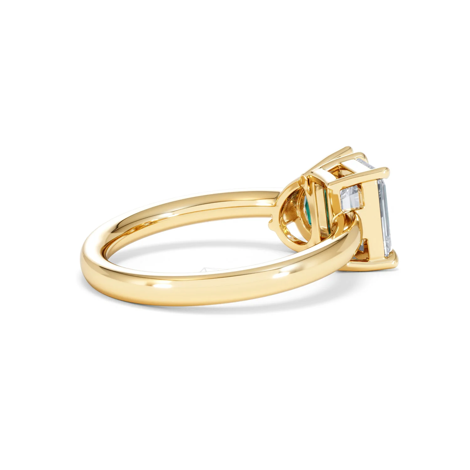 Toi Et Moi 1.50ct Emerald Cut Lab Diamond and 1.50ct Pear Lab Emerald Engagement Ring in 18K Yellow Gold - Image 36