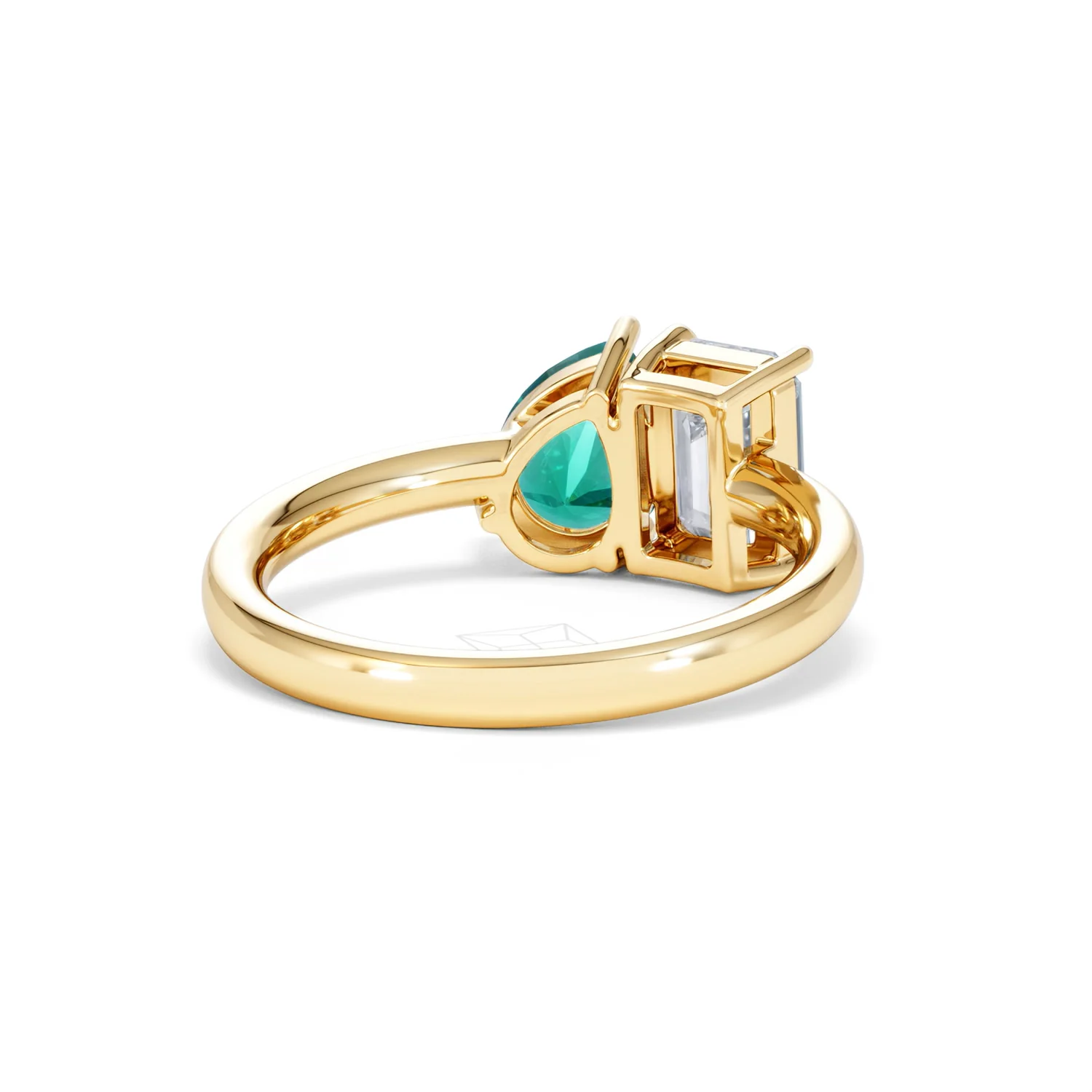 Toi Et Moi 1.50ct Emerald Cut Lab Diamond and 1.50ct Pear Lab Emerald Engagement Ring in 18K Yellow Gold - Image 44