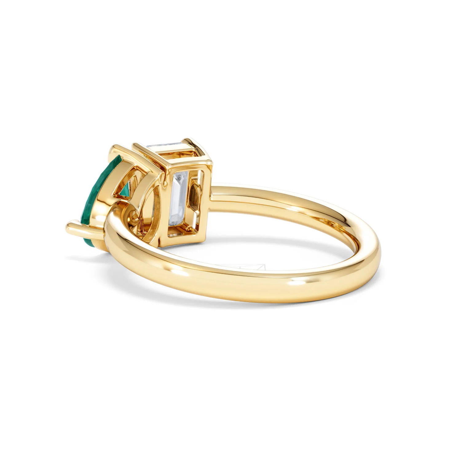 Toi Et Moi 1.50ct Emerald Cut Lab Diamond and 1.50ct Pear Lab Emerald Engagement Ring in 18K Yellow Gold - Image 59
