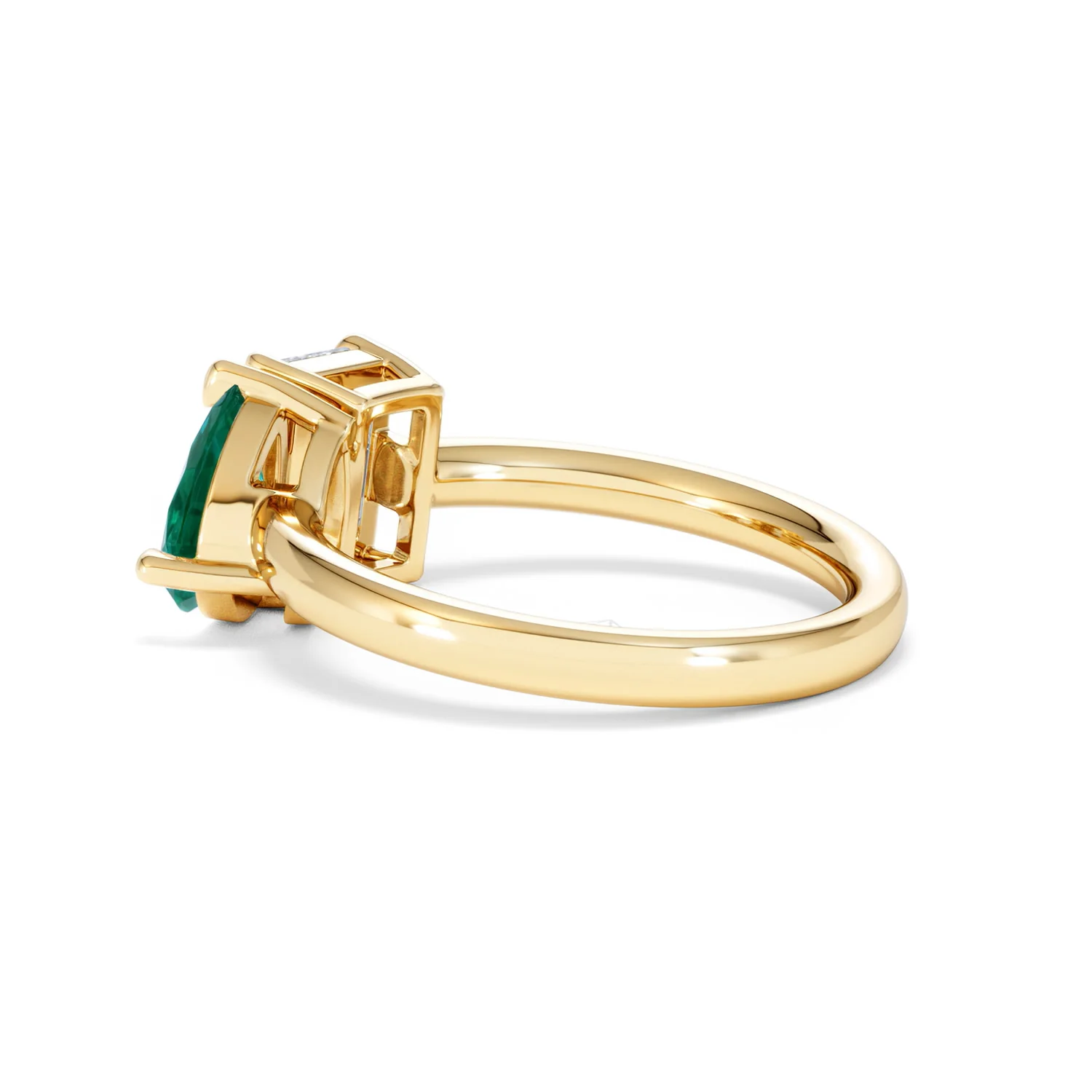 Toi Et Moi 1.50ct Emerald Cut Lab Diamond and 1.50ct Pear Lab Emerald Engagement Ring in 18K Yellow Gold - Image 63