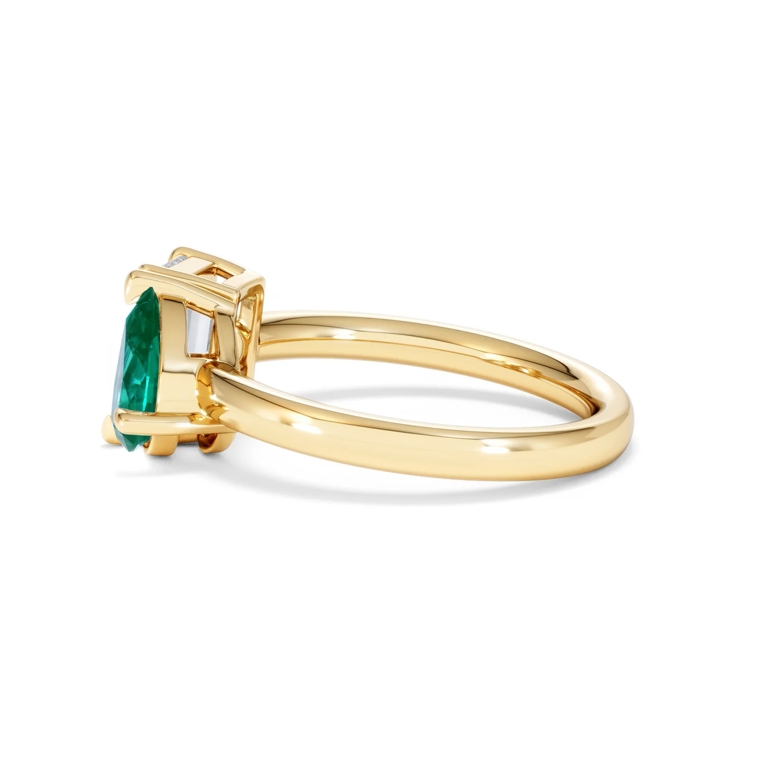 Toi Et Moi 1.50ct Emerald Cut Lab Diamond and 1.50ct Pear Lab Emerald Engagement Ring in 18K Yellow Gold - Image 68