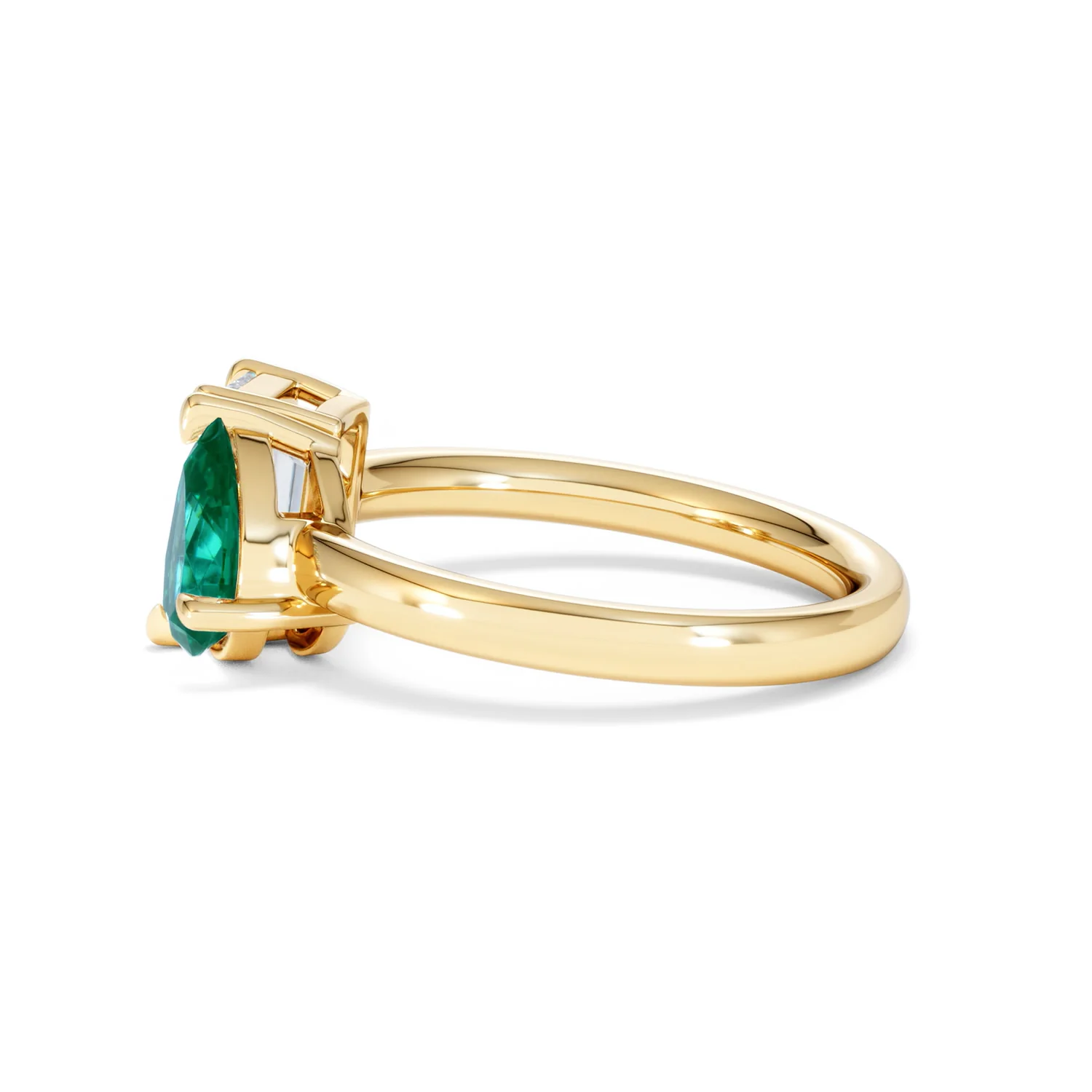 Toi Et Moi 1.50ct Emerald Cut Lab Diamond and 1.50ct Pear Lab Emerald Engagement Ring in 18K Yellow Gold - Image 69