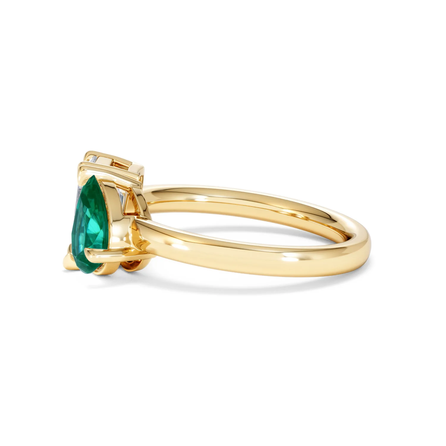 Toi Et Moi 1.50ct Emerald Cut Lab Diamond and 1.50ct Pear Lab Emerald Engagement Ring in 18K Yellow Gold - Image 71