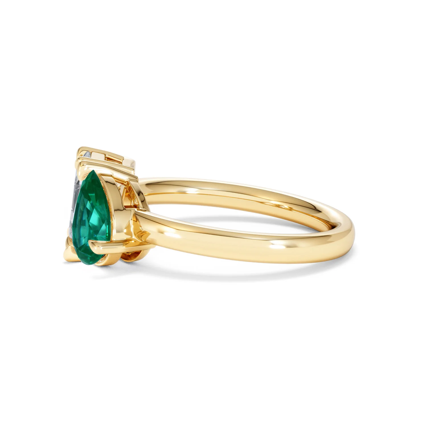 Toi Et Moi 1.50ct Emerald Cut Lab Diamond and 1.50ct Pear Lab Emerald Engagement Ring in 18K Yellow Gold - Image 72