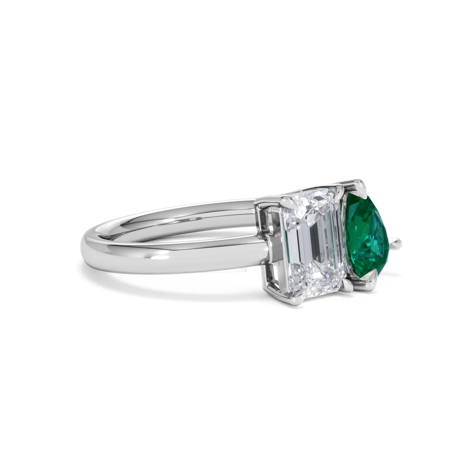 Toi Et Moi 1.50ct Emerald Cut Lab Diamond and 1.50ct Pear Lab Emerald Engagement Ring in Platinum - Image 20