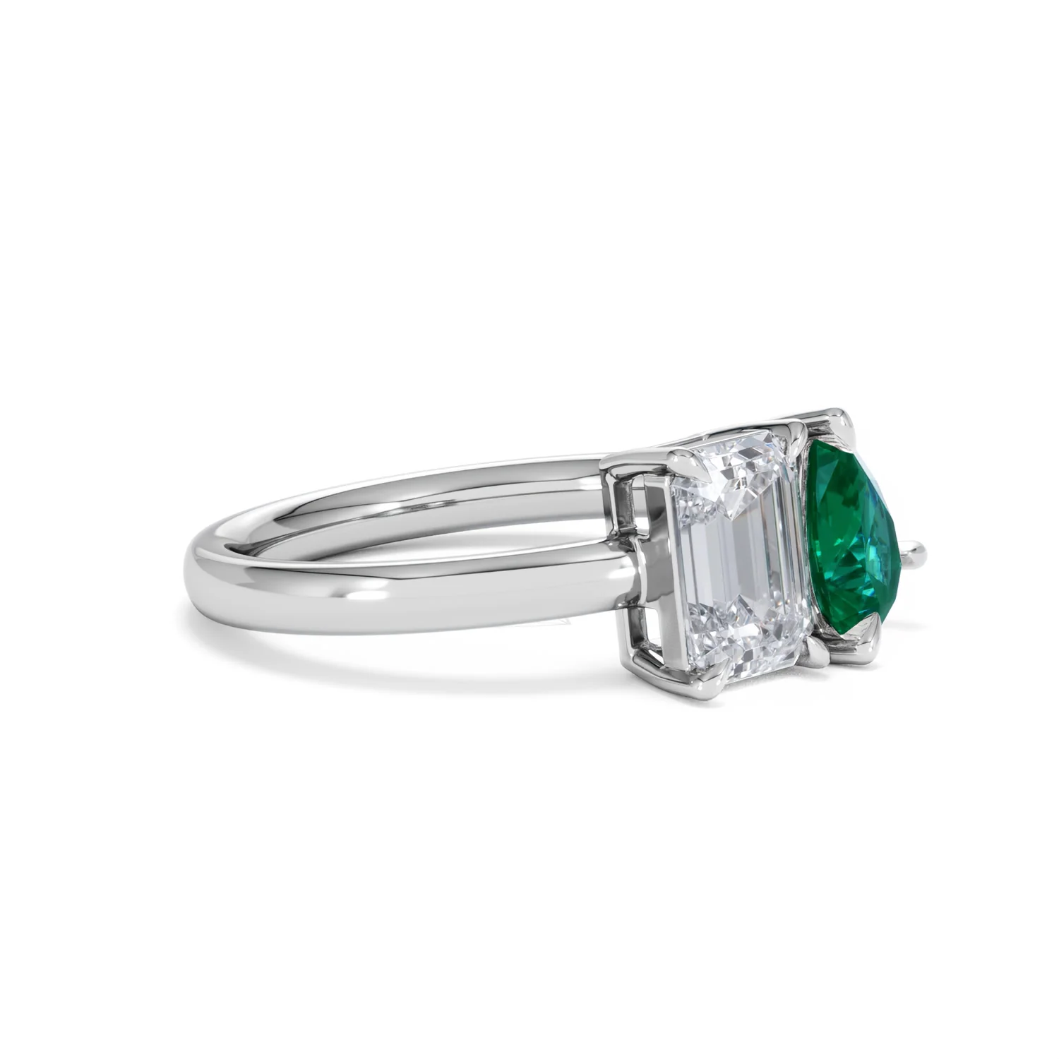 Toi Et Moi 1.50ct Emerald Cut Lab Diamond and 1.50ct Pear Lab Emerald Engagement Ring in Platinum - Image 21