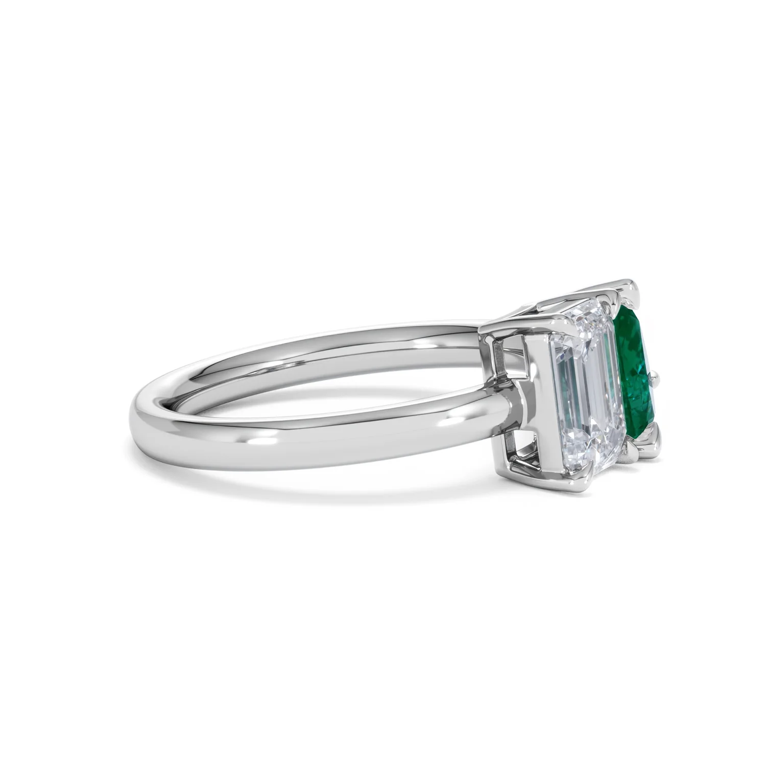 Toi Et Moi 1.50ct Emerald Cut Lab Diamond and 1.50ct Pear Lab Emerald Engagement Ring in Platinum - Image 25