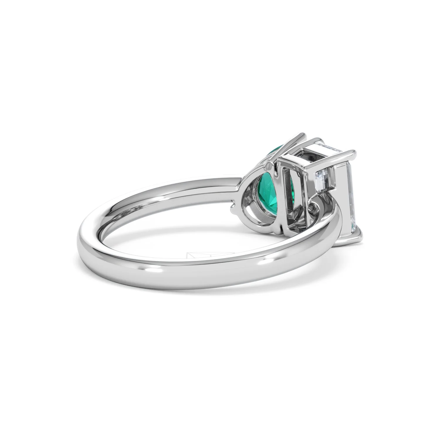 Toi Et Moi 1.50ct Emerald Cut Lab Diamond and 1.50ct Pear Lab Emerald Engagement Ring in Platinum - Image 39
