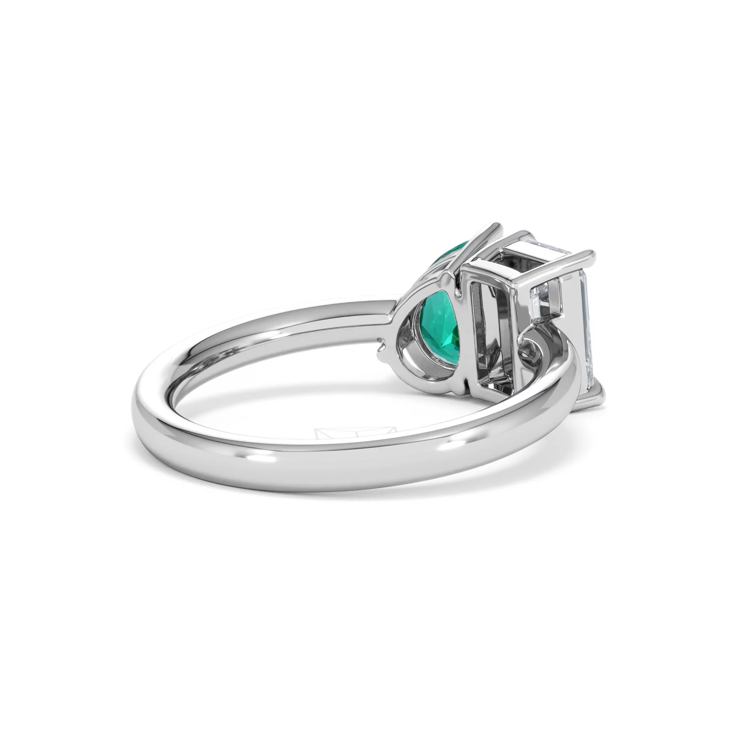 Toi Et Moi 1.50ct Emerald Cut Lab Diamond and 1.50ct Pear Lab Emerald Engagement Ring in Platinum - Image 40