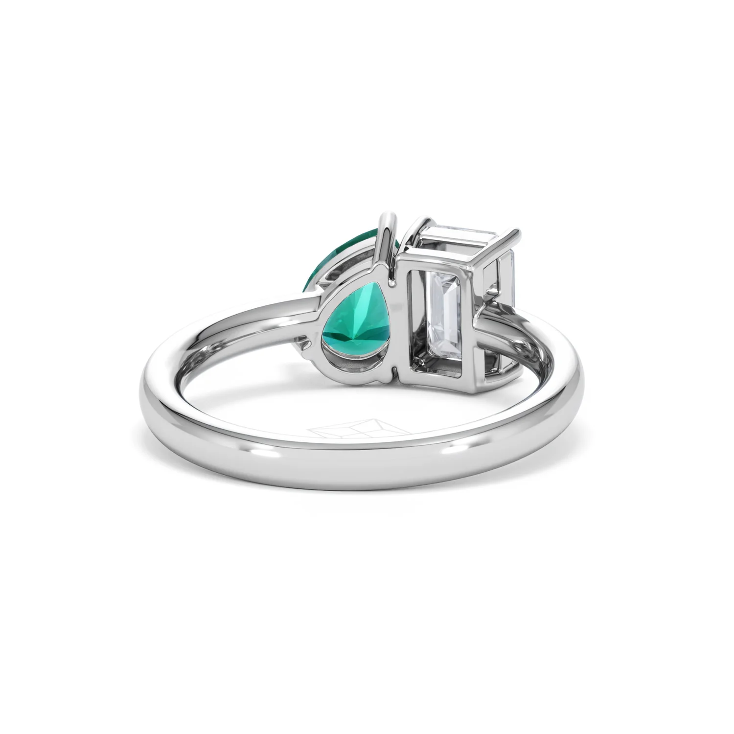 Toi Et Moi 1.50ct Emerald Cut Lab Diamond and 1.50ct Pear Lab Emerald Engagement Ring in Platinum - Image 46