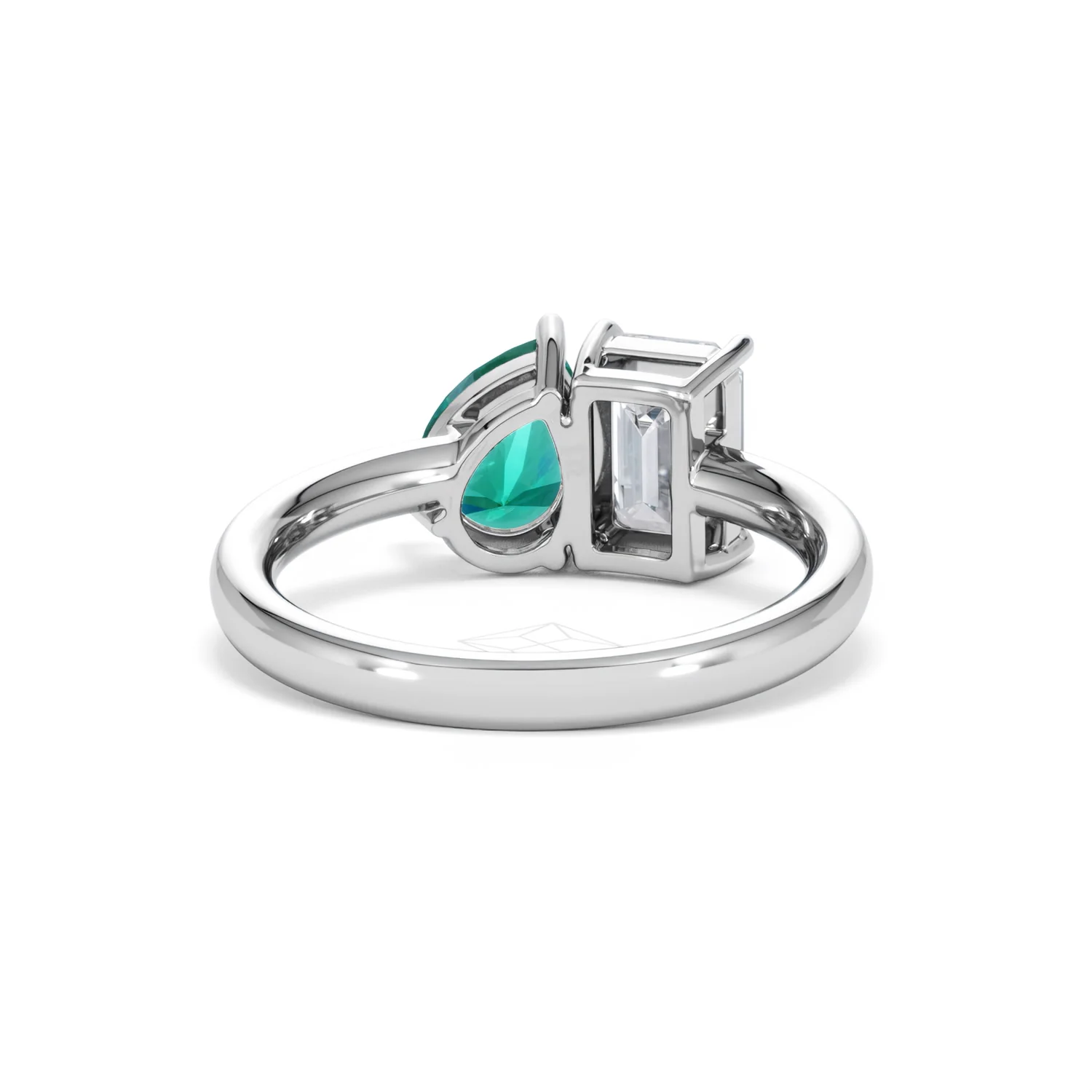 Toi Et Moi 1.50ct Emerald Cut Lab Diamond and 1.50ct Pear Lab Emerald Engagement Ring in Platinum - Image 47