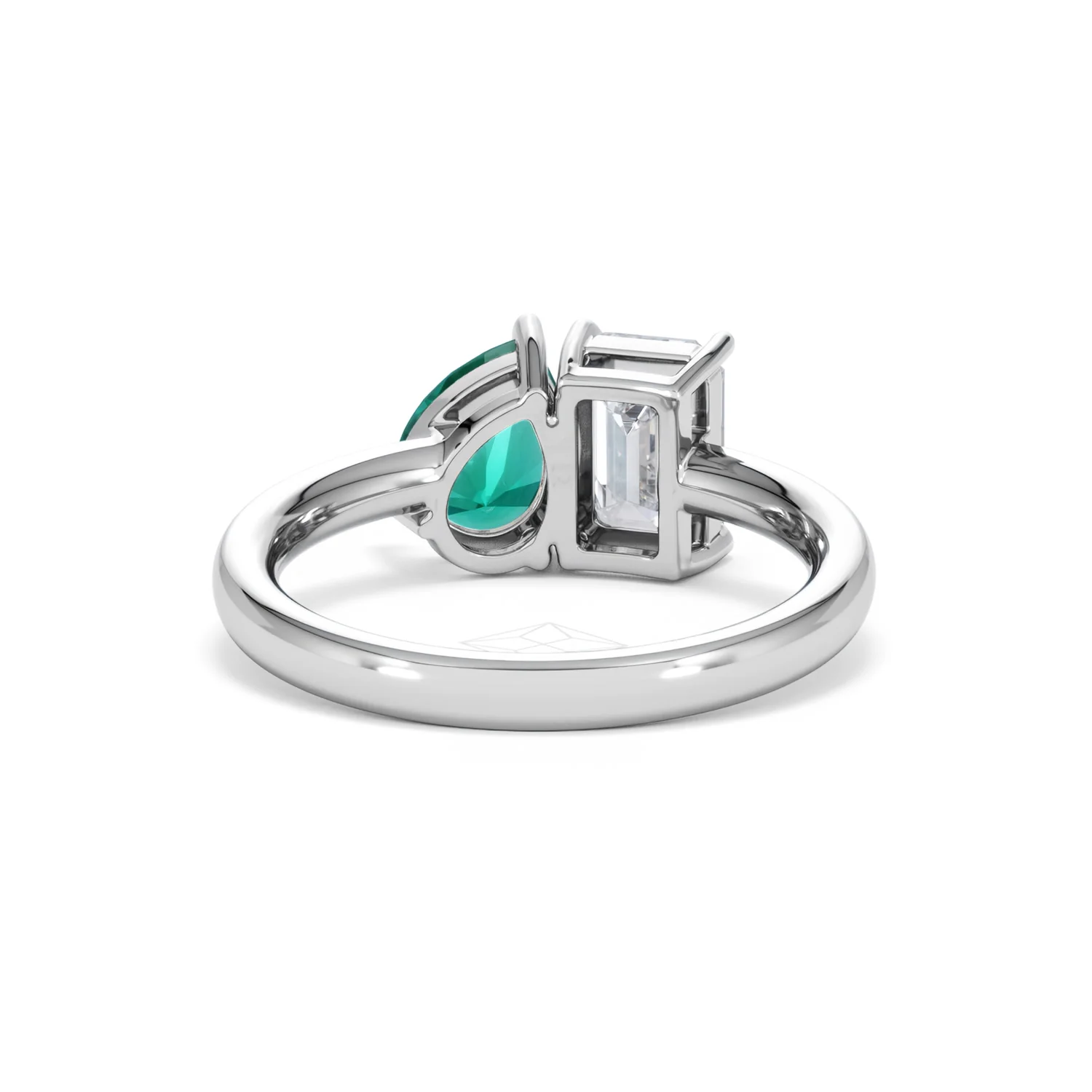Toi Et Moi 1.50ct Emerald Cut Lab Diamond and 1.50ct Pear Lab Emerald Engagement Ring in Platinum - Image 48