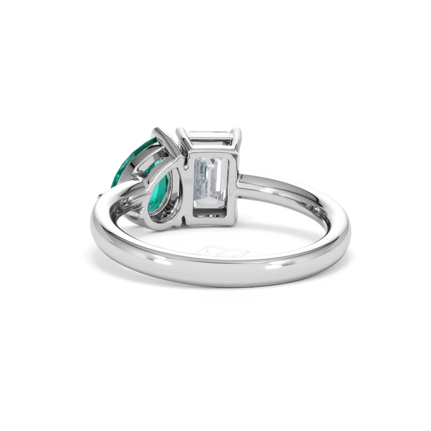 Toi Et Moi 1.50ct Emerald Cut Lab Diamond and 1.50ct Pear Lab Emerald Engagement Ring in Platinum - Image 53